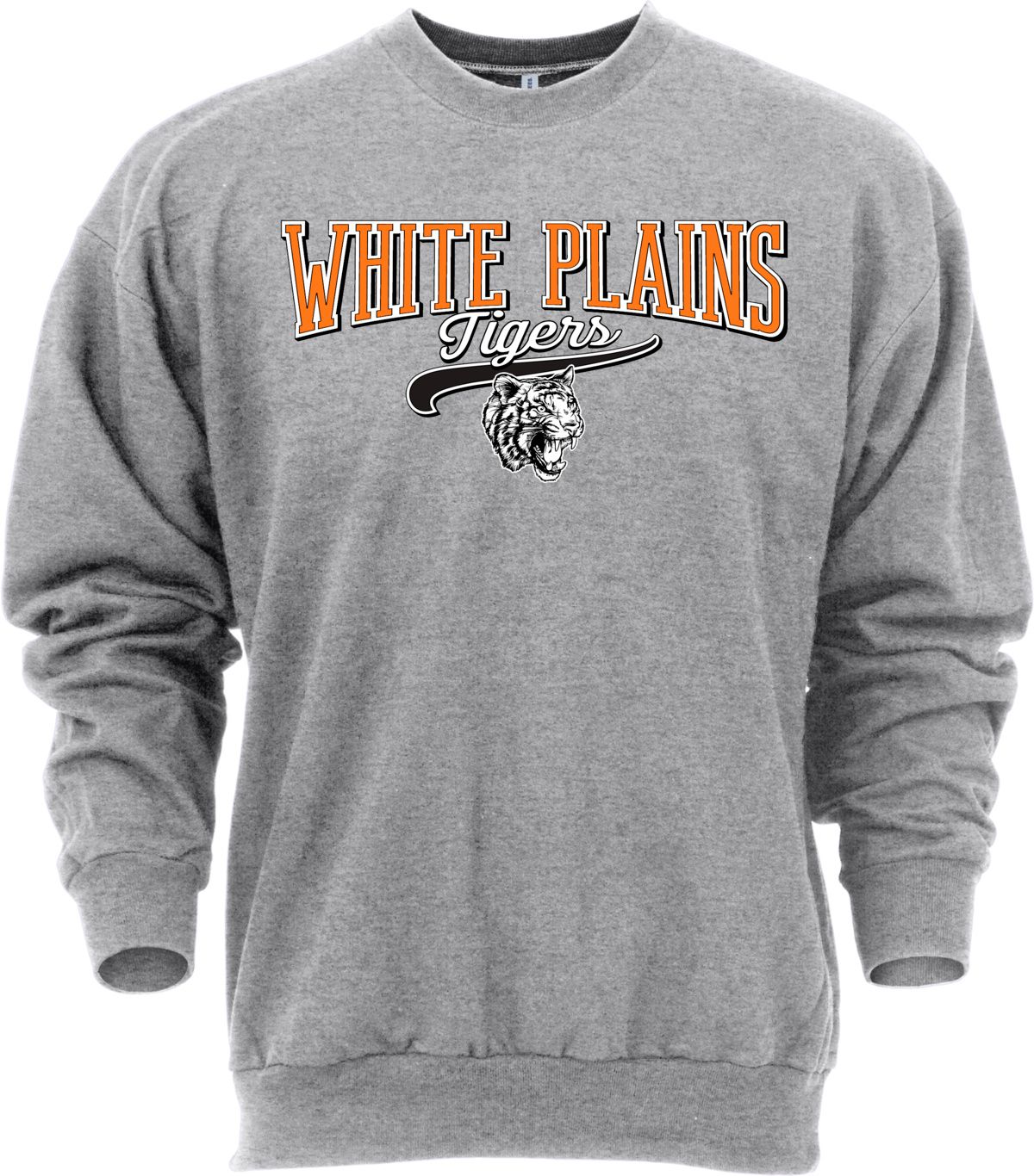 Ohiopyle Prints Adult White Plains High School Grey Catch Crewneck Sweatshirt