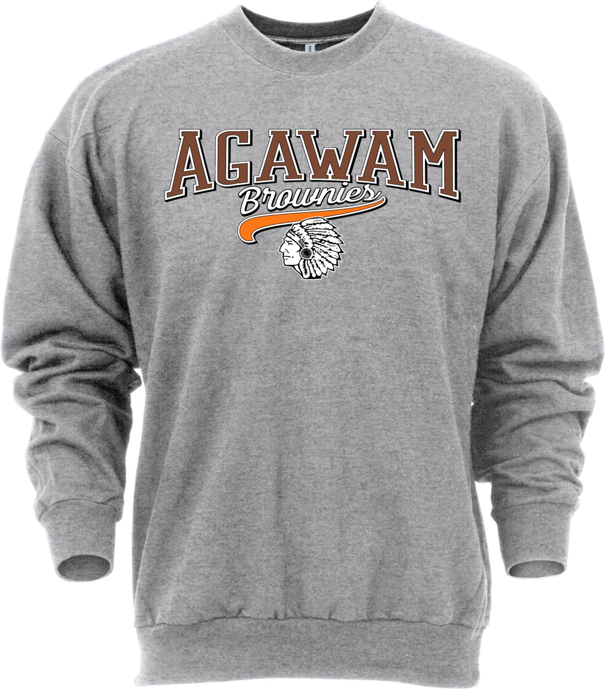 Ohiopyle Prints Adult Agawam High School Grey Catch Crewneck Sweatshirt