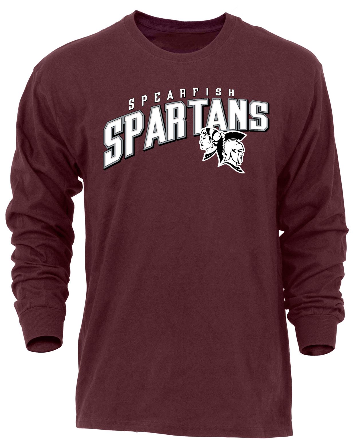 Ohiopyle Prints Adult Spearfish High School Maroon Flyball Long Sleeve Shirt