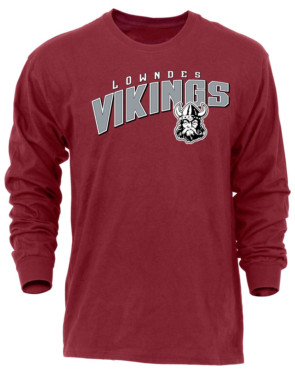 Ohiopyle Prints Adult Lowndes High School Cardinal Red Flyball Long Sleeve Shirt