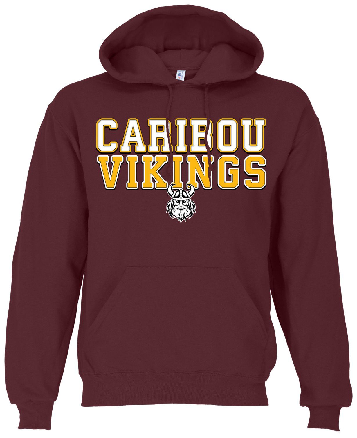 Ohiopyle Prints Adult Caribou High School Maroon Field Hooded Sweatshirt