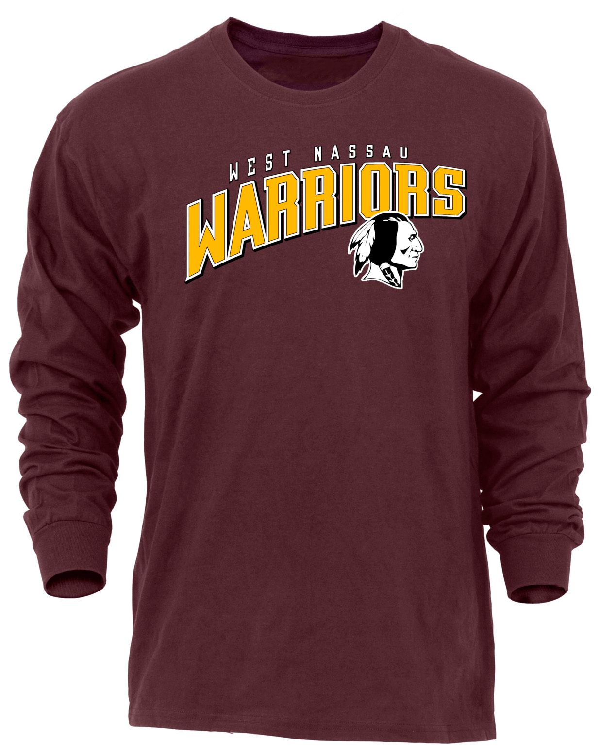 Ohiopyle Prints Adult West Nassau High School Maroon Flyball Long Sleeve Shirt