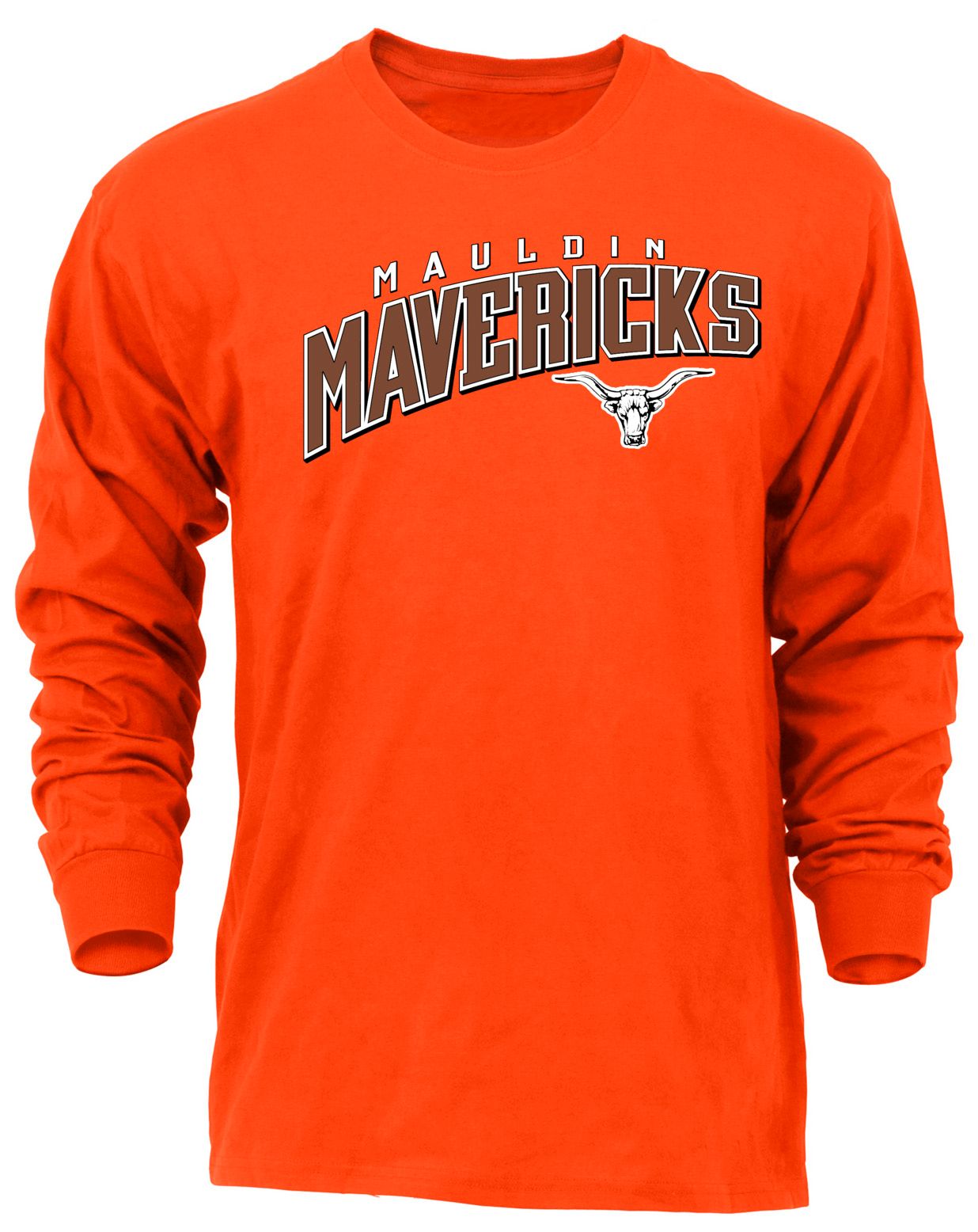 Ohiopyle Prints Adult Mauldin High School Orange Flyball Long Sleeve Shirt