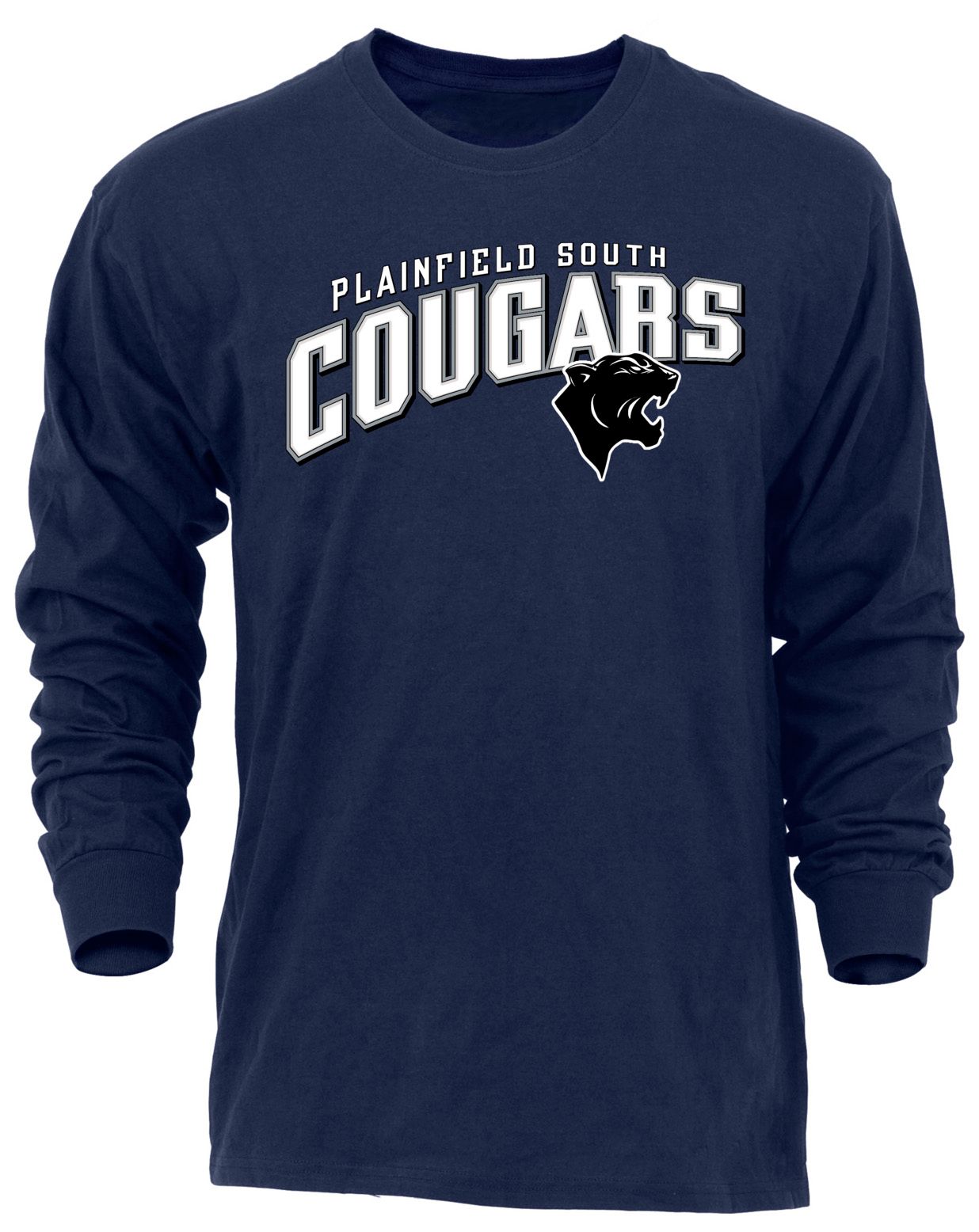 Ohiopyle Prints Adult Plainfield South High School Navy Flyball Long Sleeve Shirt