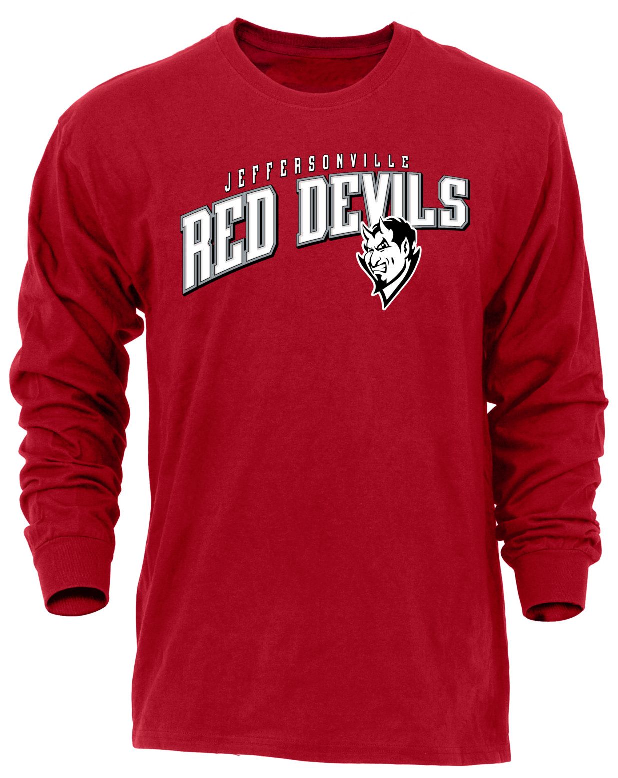 Ohiopyle Prints Adult Jeffersonville High School Red Flyball Long Sleeve Shirt
