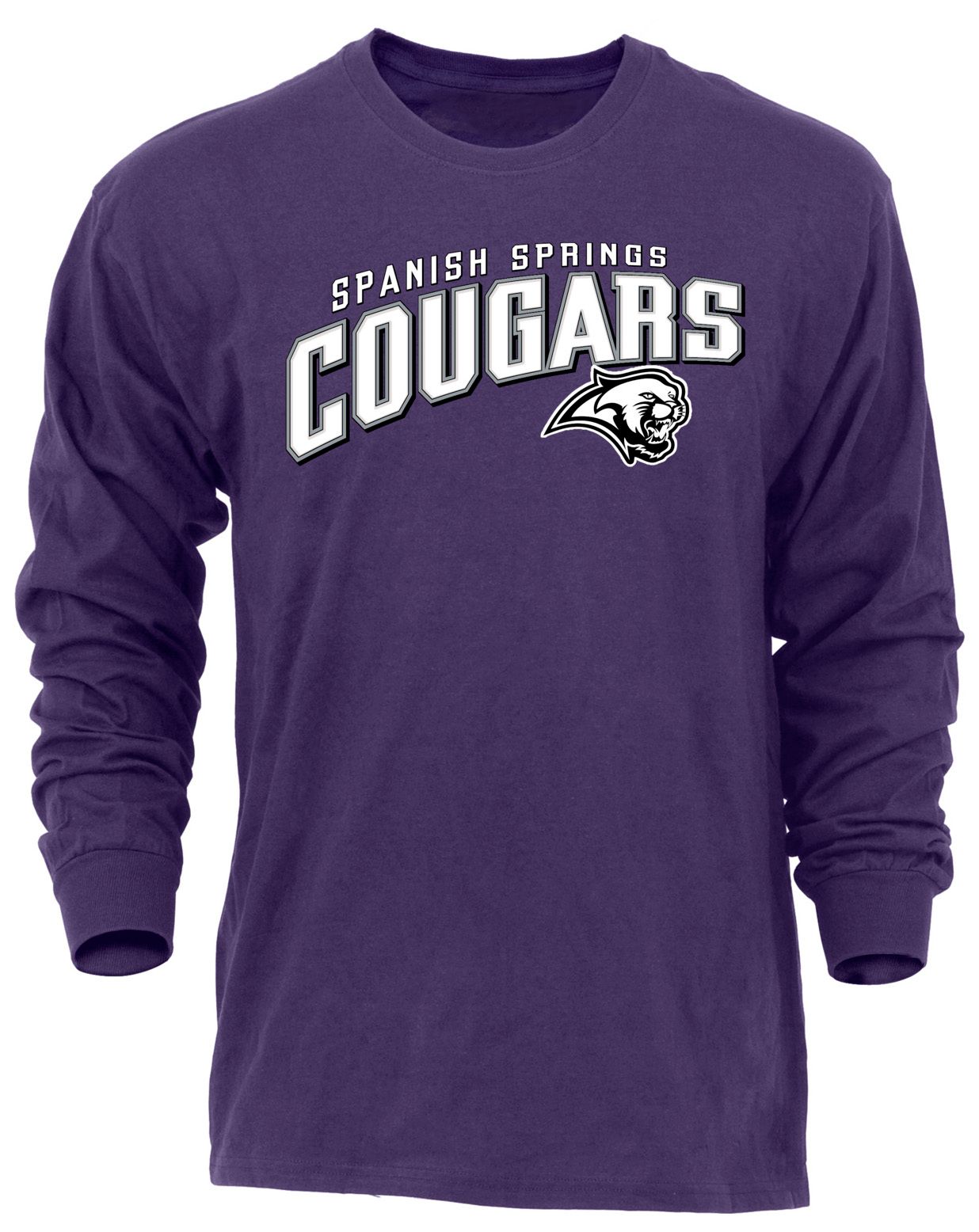 Ohiopyle Prints Adult Spanish Springs High School Purple Flyball Long Sleeve Shirt