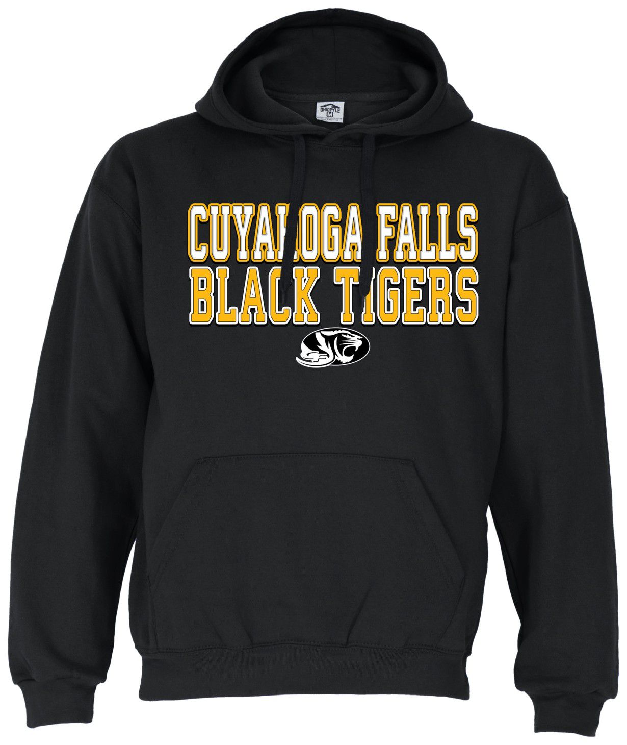 Ohiopyle Prints Adult Cuyahoga Falls High School Black Field Hooded Sweatshirt