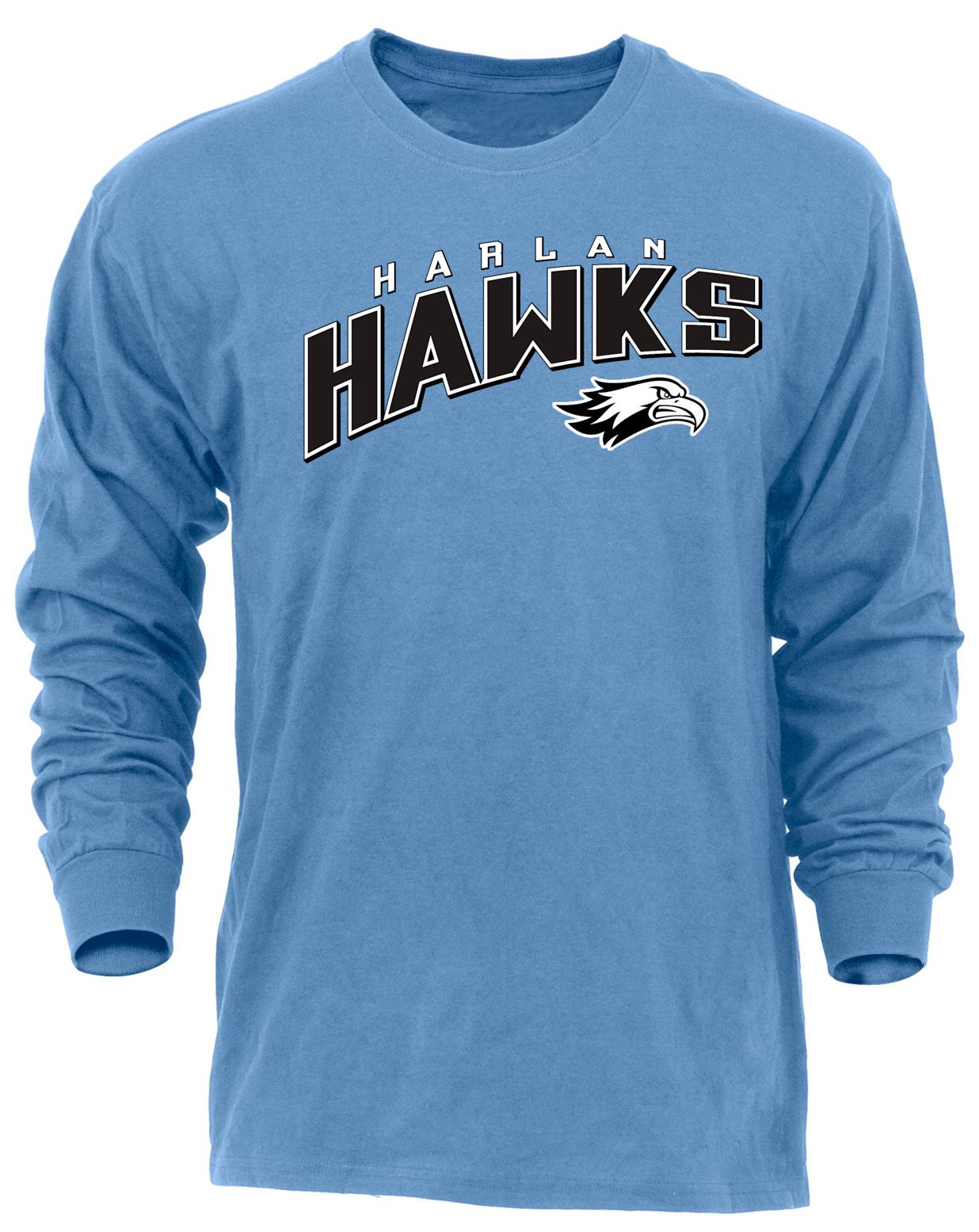 Ohiopyle Prints Adult Harlan High School Columbia Blue Flyball Long Sleeve Shirt
