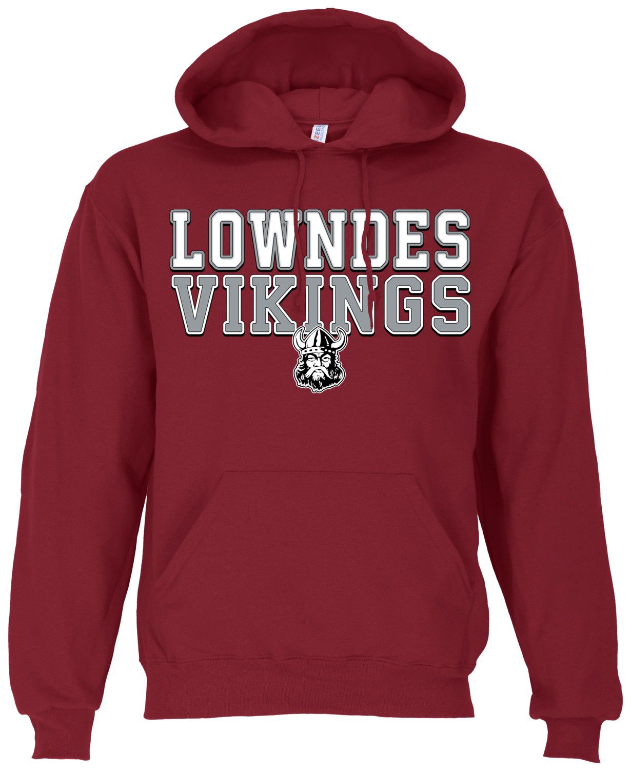 Ohiopyle Prints Adult Lowndes High School Cardinal Red Field Hooded Sweatshirt