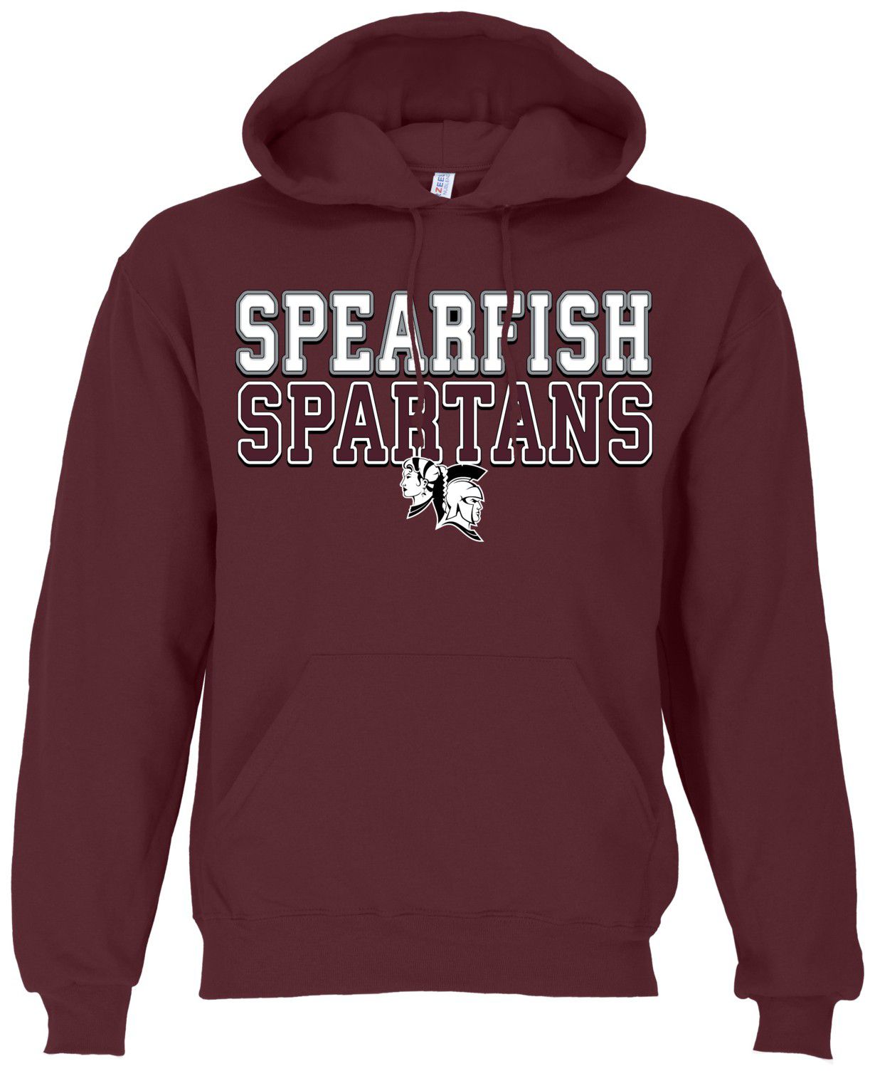 Ohiopyle Prints Adult Spearfish High School Maroon Field Hooded Sweatshirt