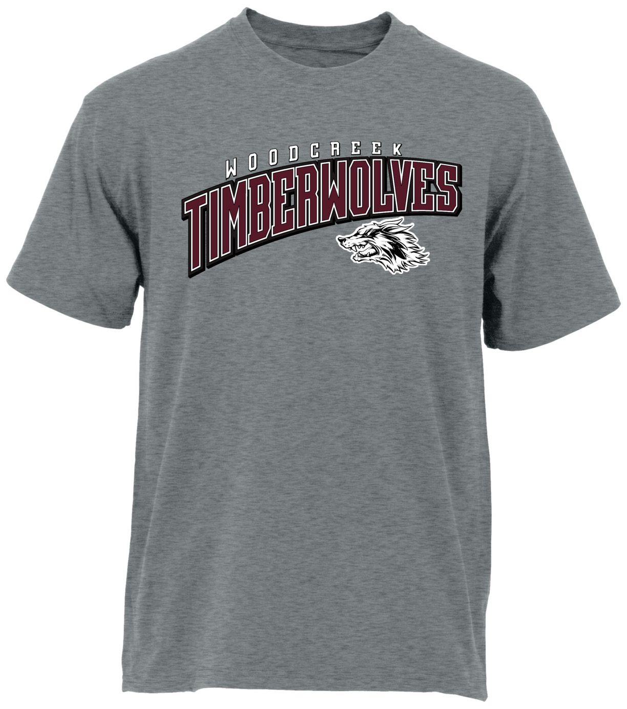 Ohiopyle Prints Adult Woodcreek High School Grey Flyball Ultimate T-Shirt