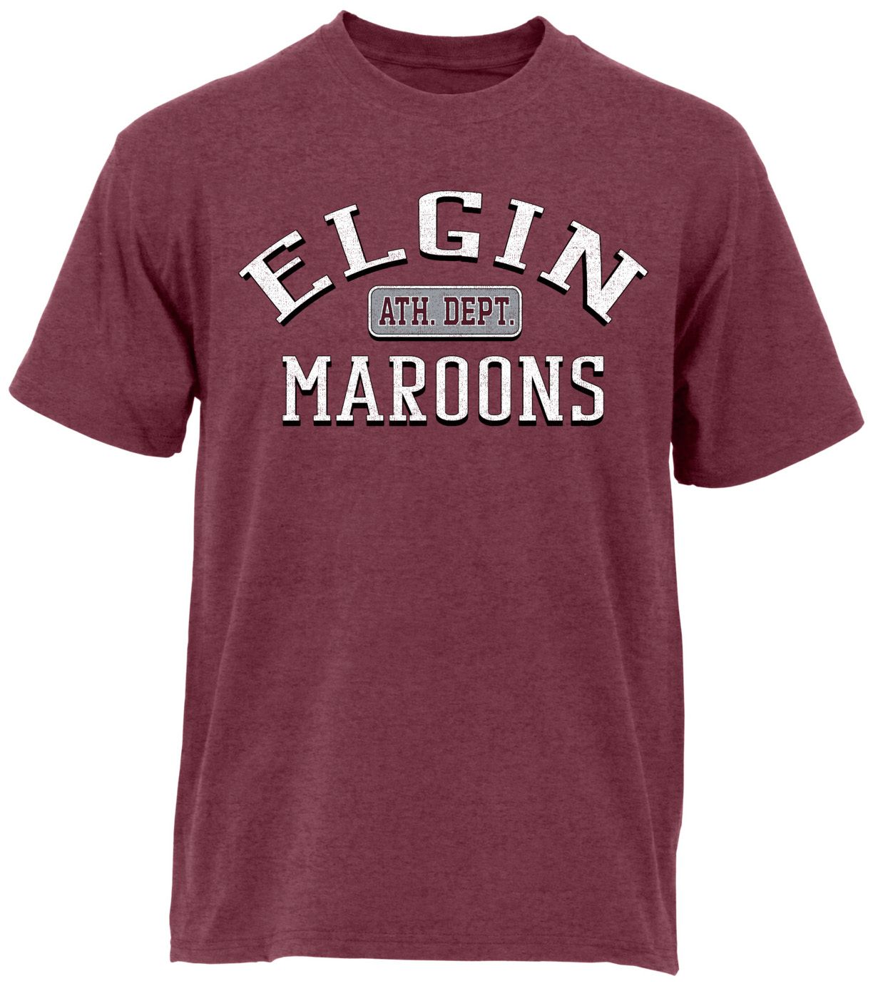 Ohiopyle Prints Adult Elgin High School Heather Maroon Plate T-Shirt