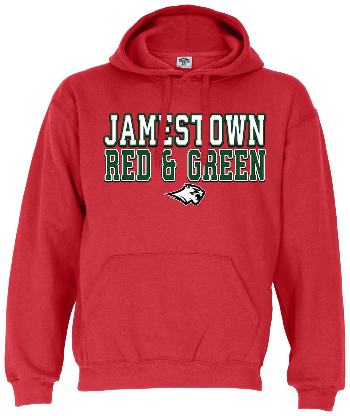 Ohiopyle Prints Adult Jamestown High School Red Field Hooded Sweatshirt