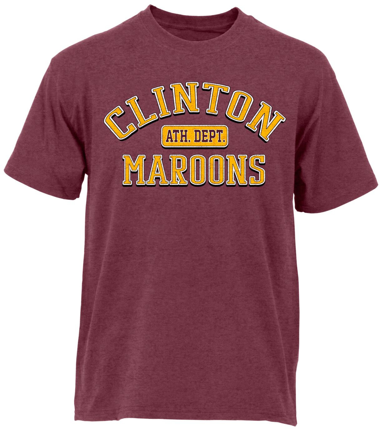 Ohiopyle Prints Adult Clinton High School Heather Maroon Plate T-Shirt