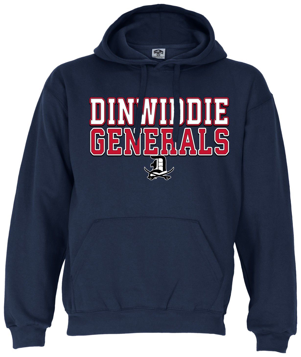 Ohiopyle Prints Adult Dinwiddie High School Navy Field Hooded Sweatshirt