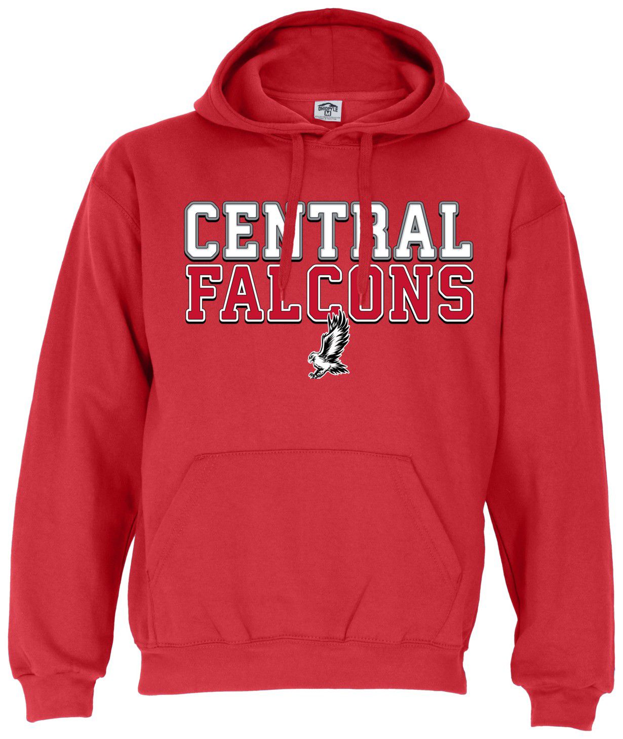 Ohiopyle Prints Adult Central High School Red Field Hooded Sweatshirt