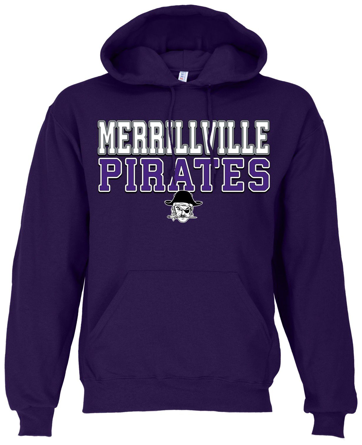 Ohiopyle Prints Adult Merrillville High School Purple Field Hooded Sweatshirt