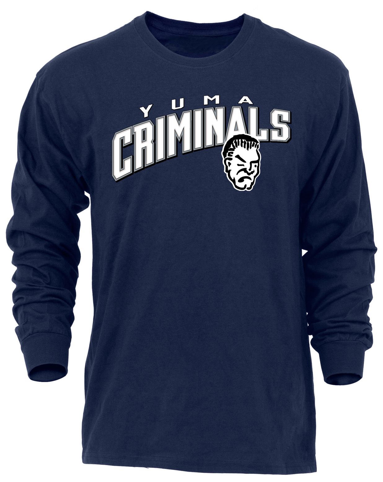 Ohiopyle Prints Adult Yuma High School Navy Flyball Long Sleeve Shirt