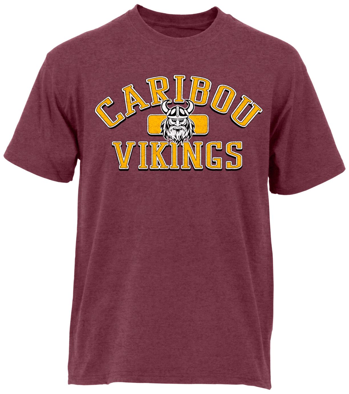 Ohiopyle Prints Adult Caribou High School Heather Maroon Plate T-Shirt