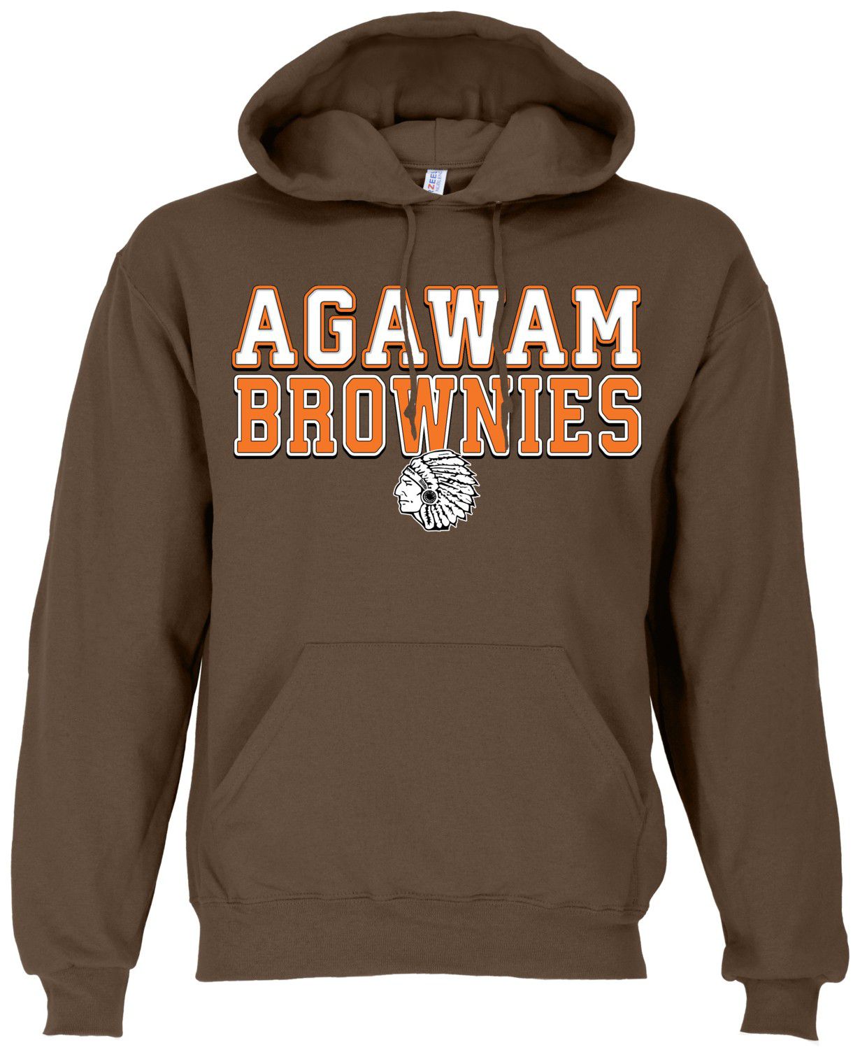 Ohiopyle Prints Adult Agawam High School Brown Field Hooded Sweatshirt