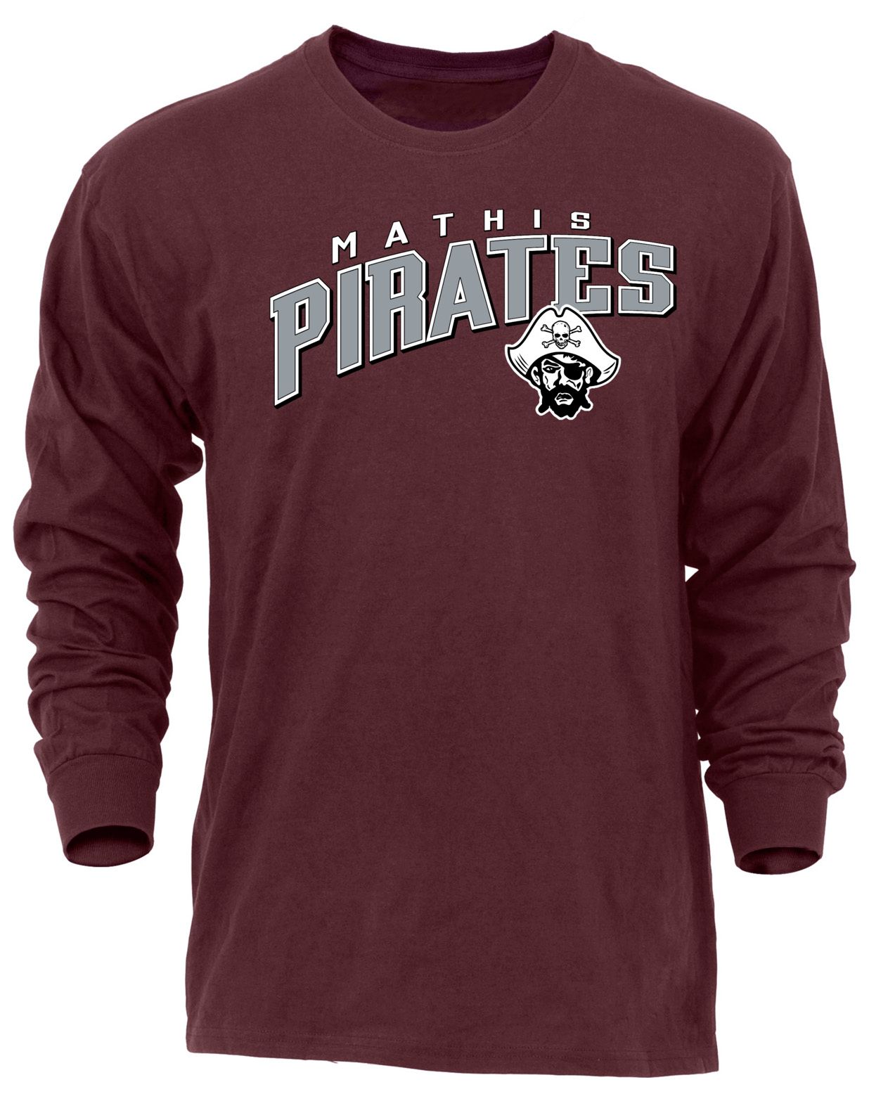 Ohiopyle Prints Adult Mathis High School Maroon Flyball Long Sleeve Shirt