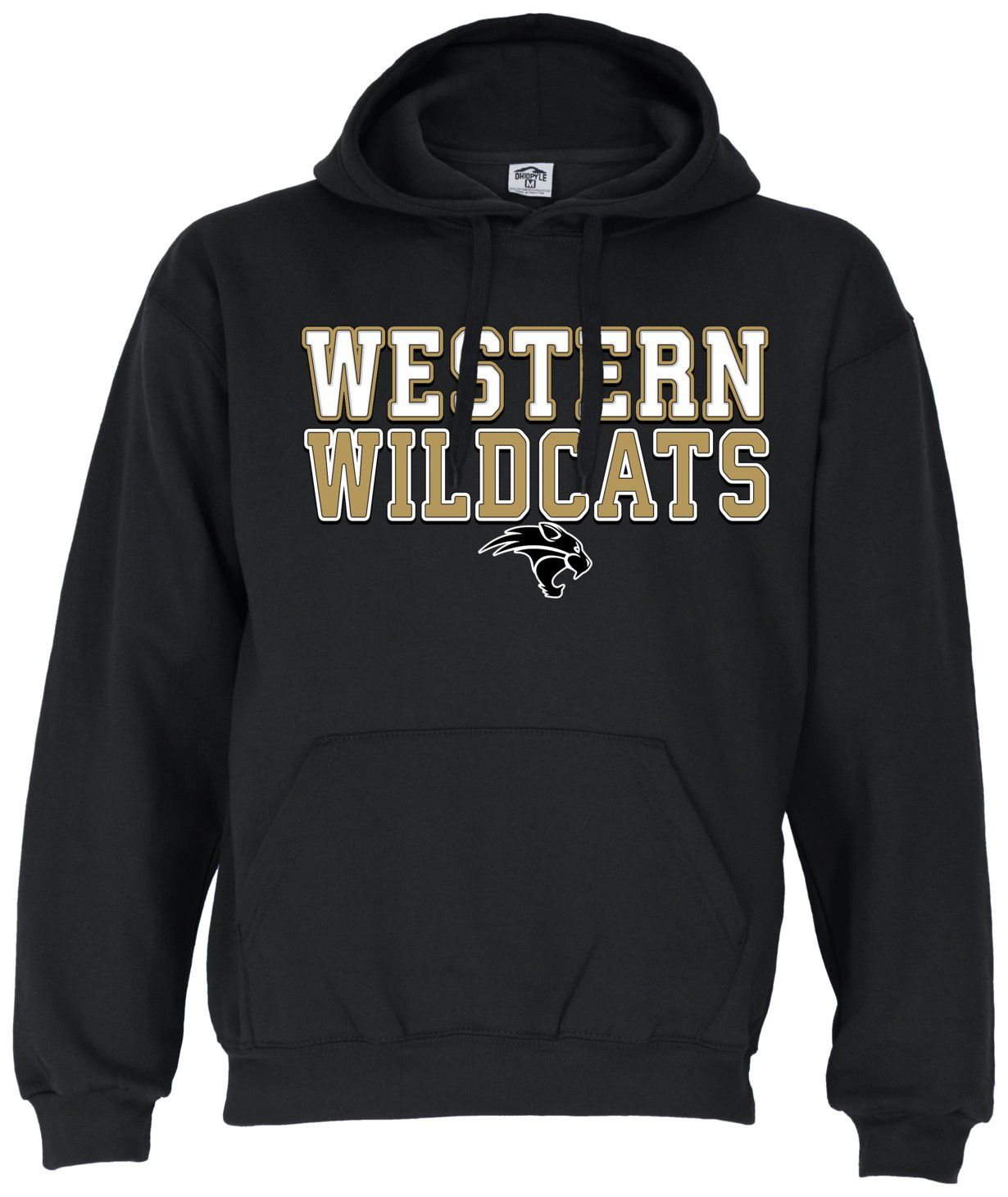 Ohiopyle Prints Adult Western High School Black Field Hooded Sweatshirt