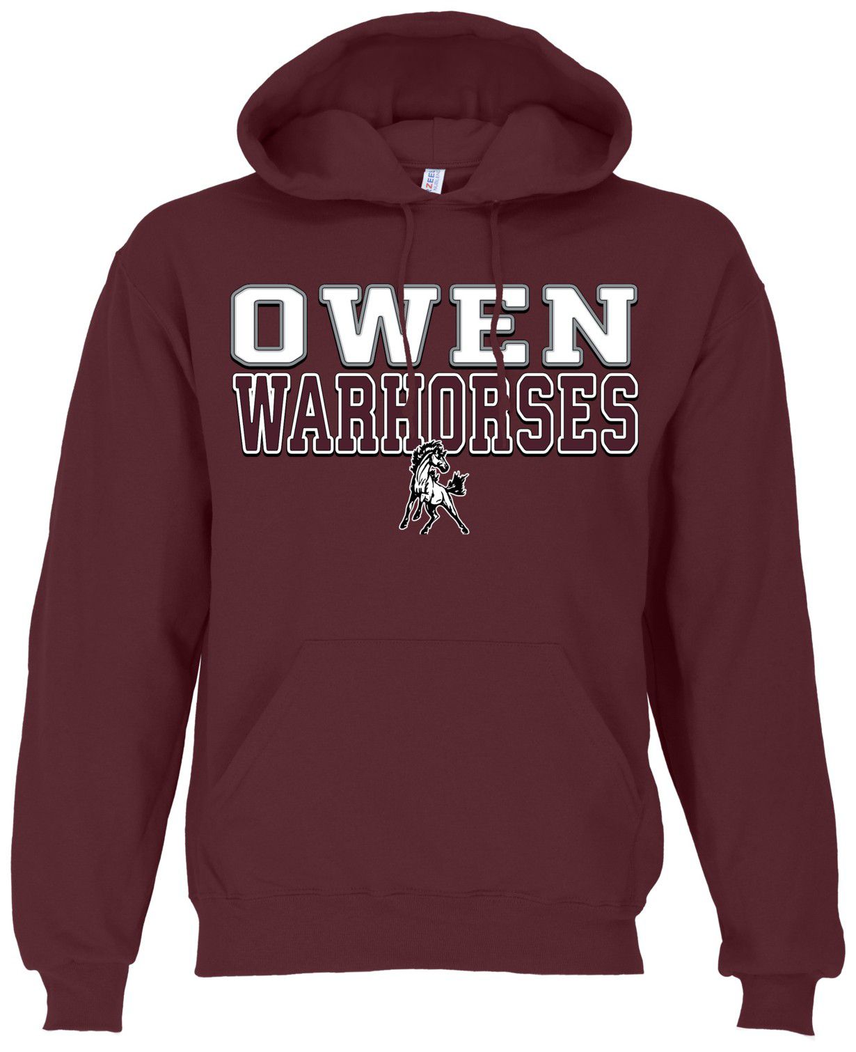 Ohiopyle Prints Adult Owen High School Maroon Field Hooded Sweatshirt