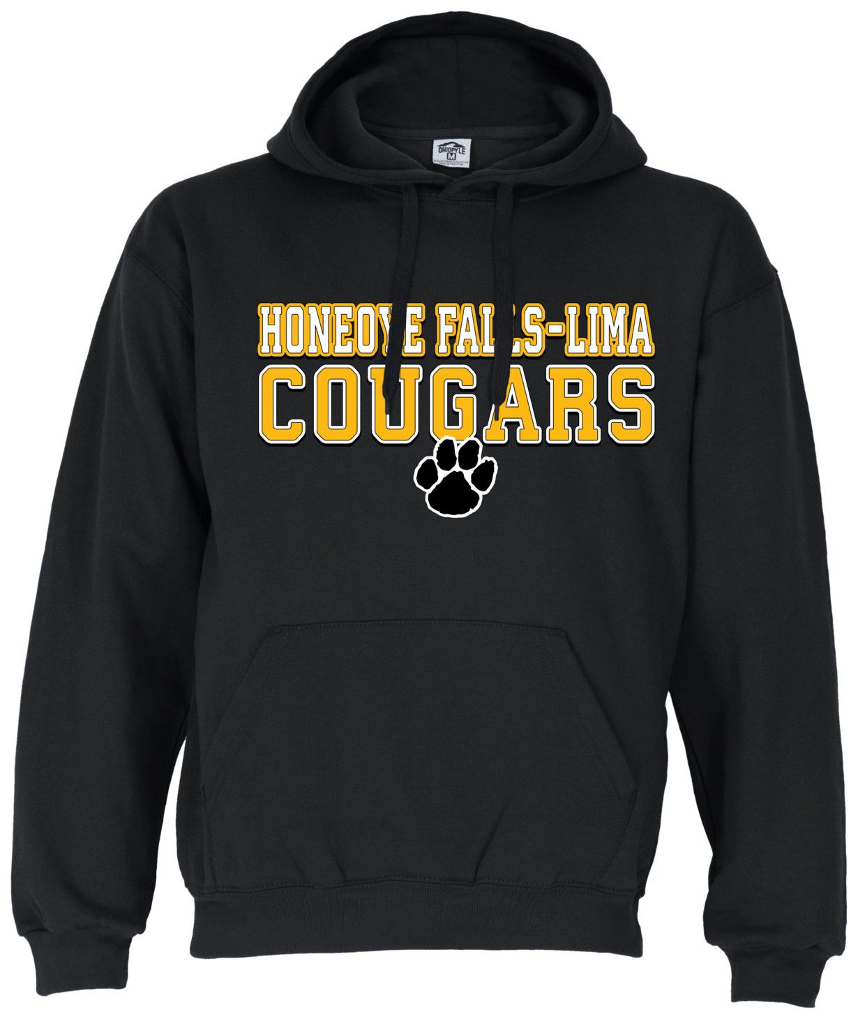 Ohiopyle Prints Adult Honeoye Falls-Lima High School Black Field Hooded Sweatshirt