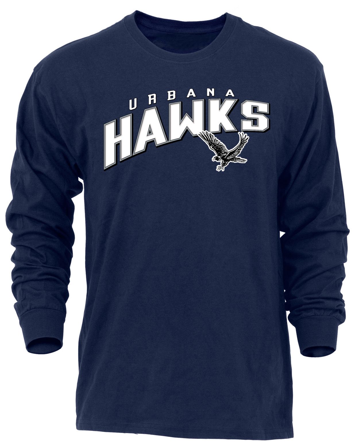 Ohiopyle Prints Adult Urbana High School Navy Flyball Long Sleeve Shirt