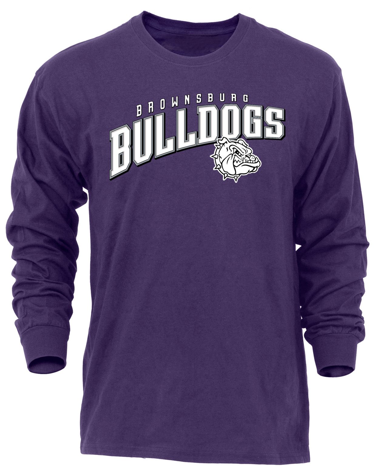 Ohiopyle Prints Adult Brownsburg High School Purple Flyball Long Sleeve Shirt
