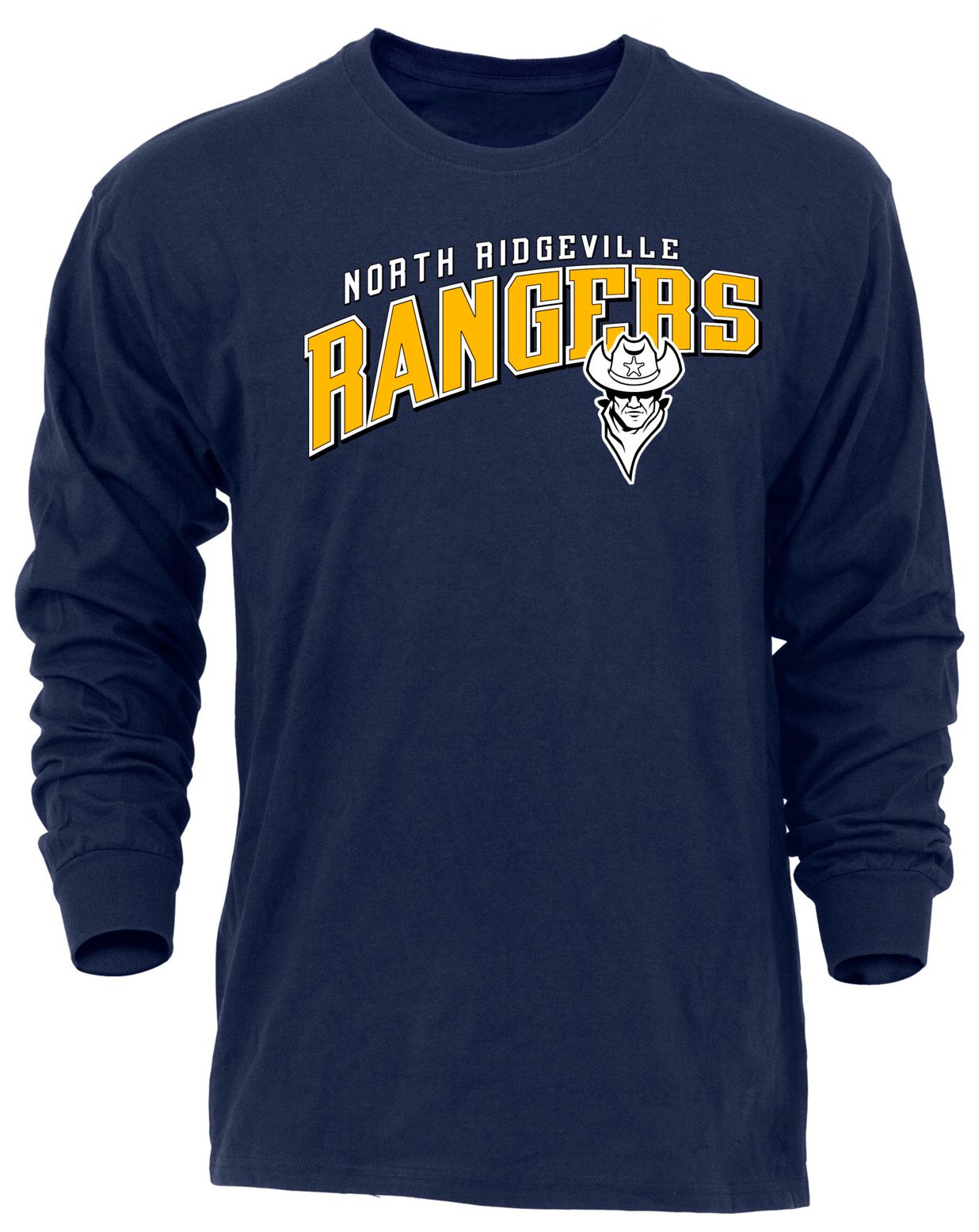 Ohiopyle Prints Adult North Ridgeville High School Navy Flyball Long Sleeve Shirt