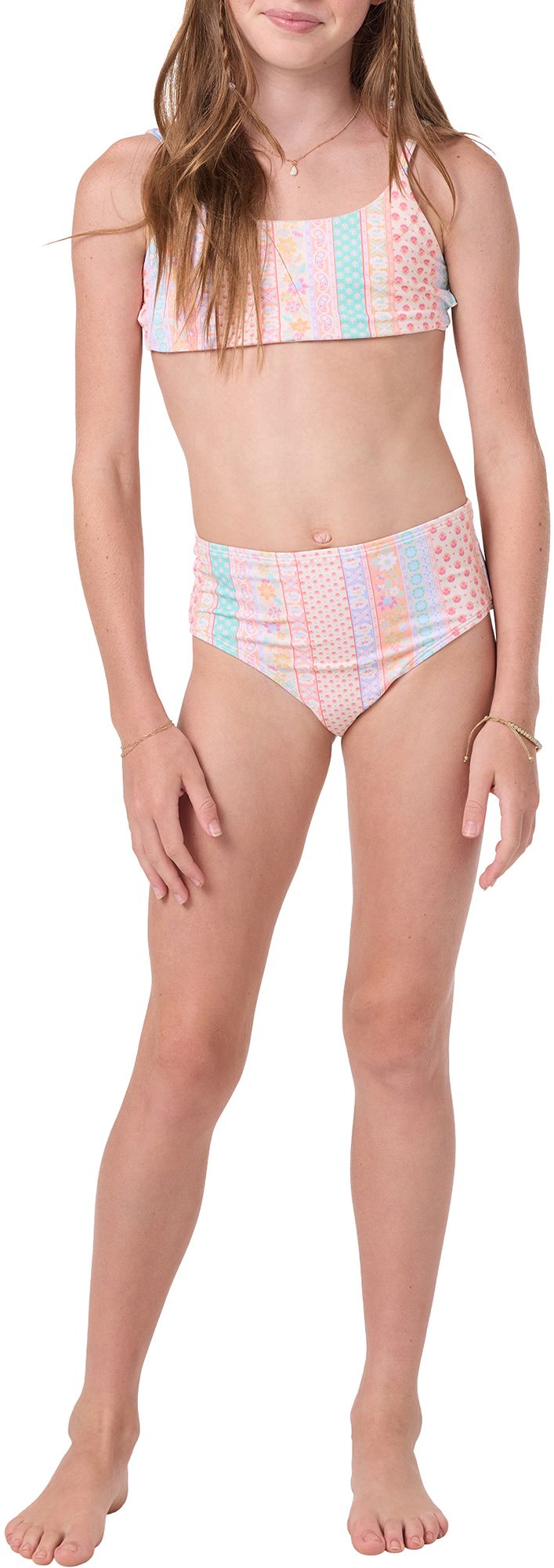 O'Neill Girls' Bali Floral Revo Tie-Back Bralette Bikini Set