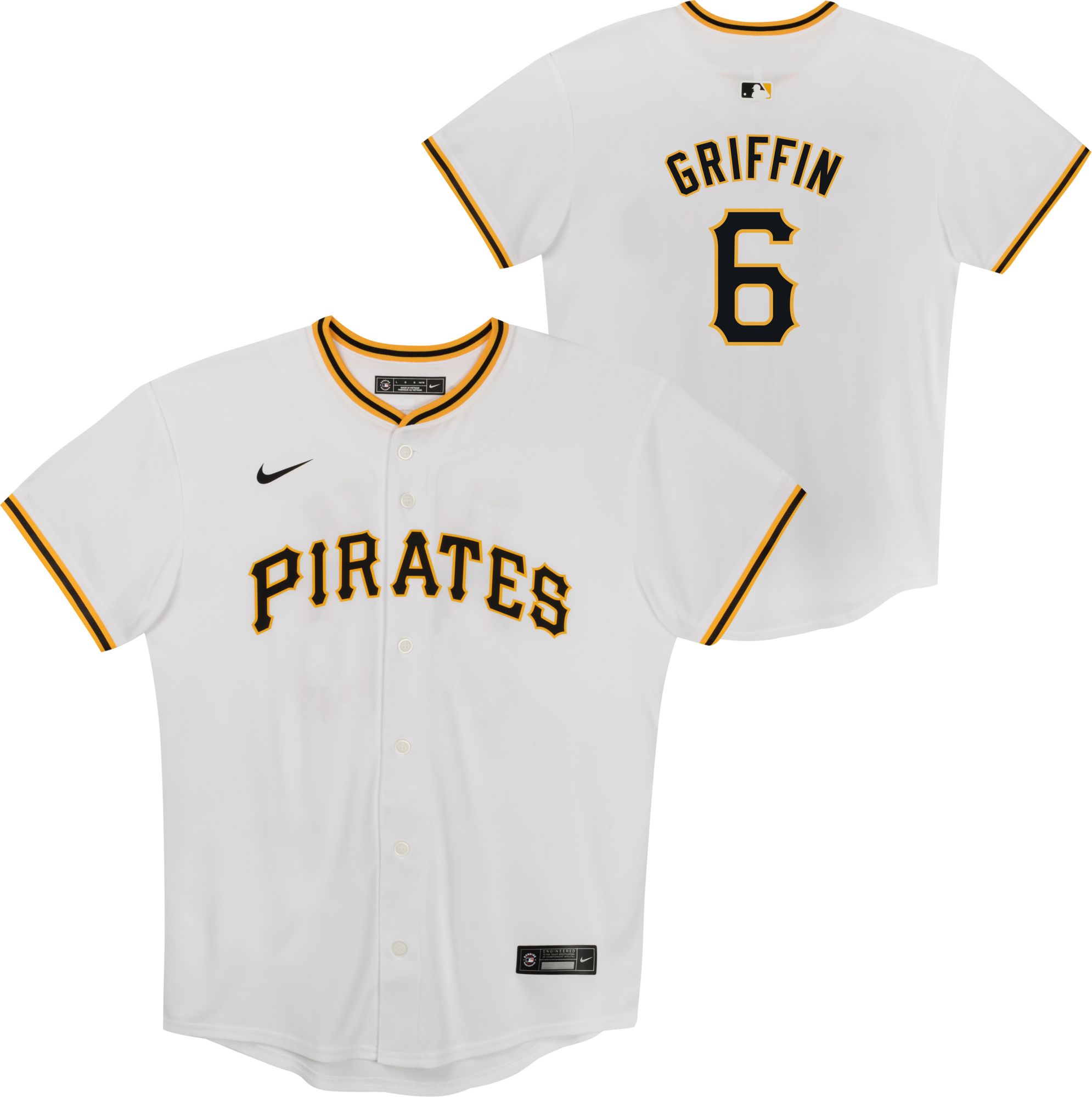 MLB Team Apparel Little Kids' Pittsburgh Pirates Konnor Griffin #6 Home White Replica Jersey