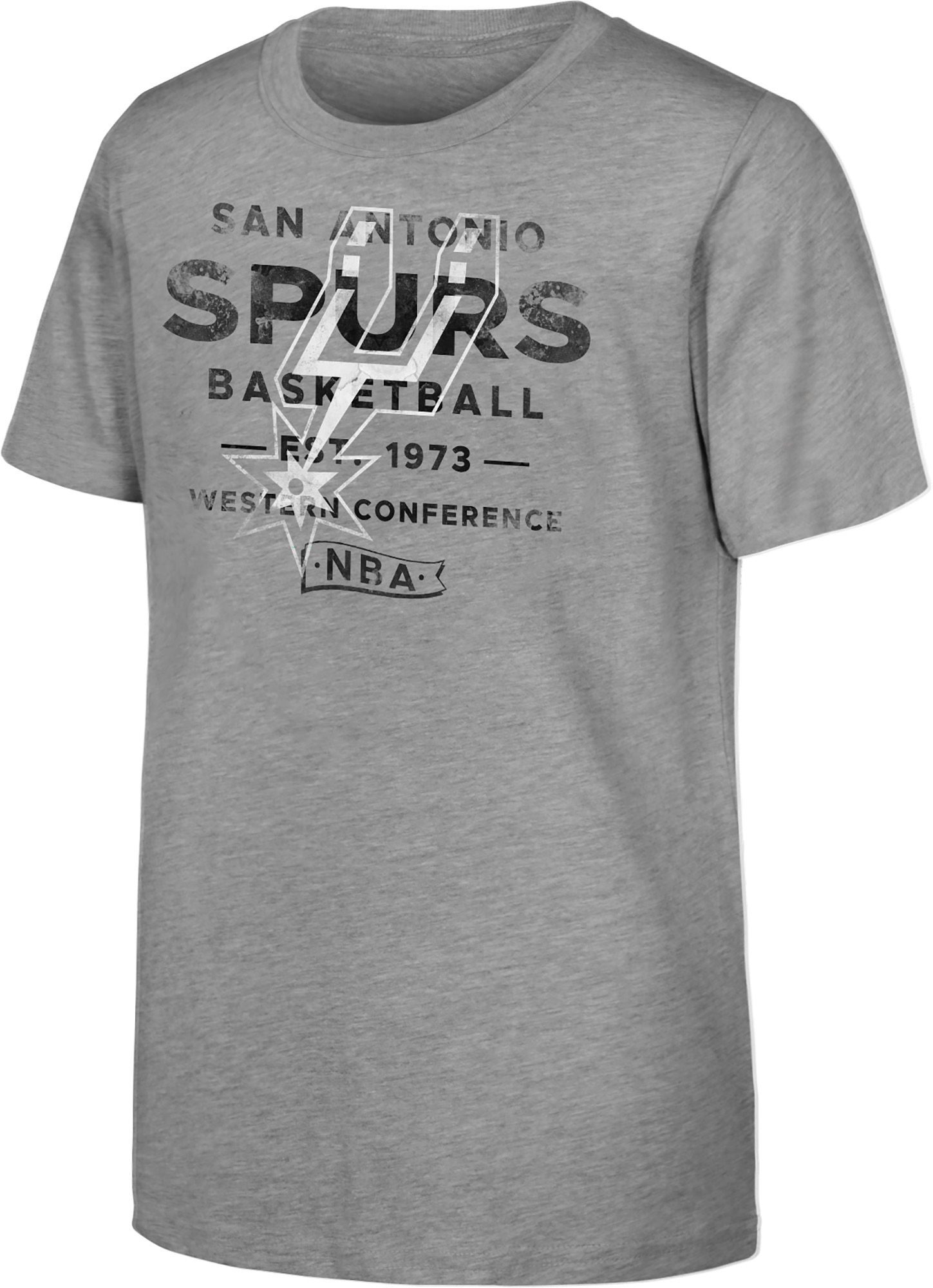 NBA Boys' San Antonio Spurs Grey Half Court T-Shirt