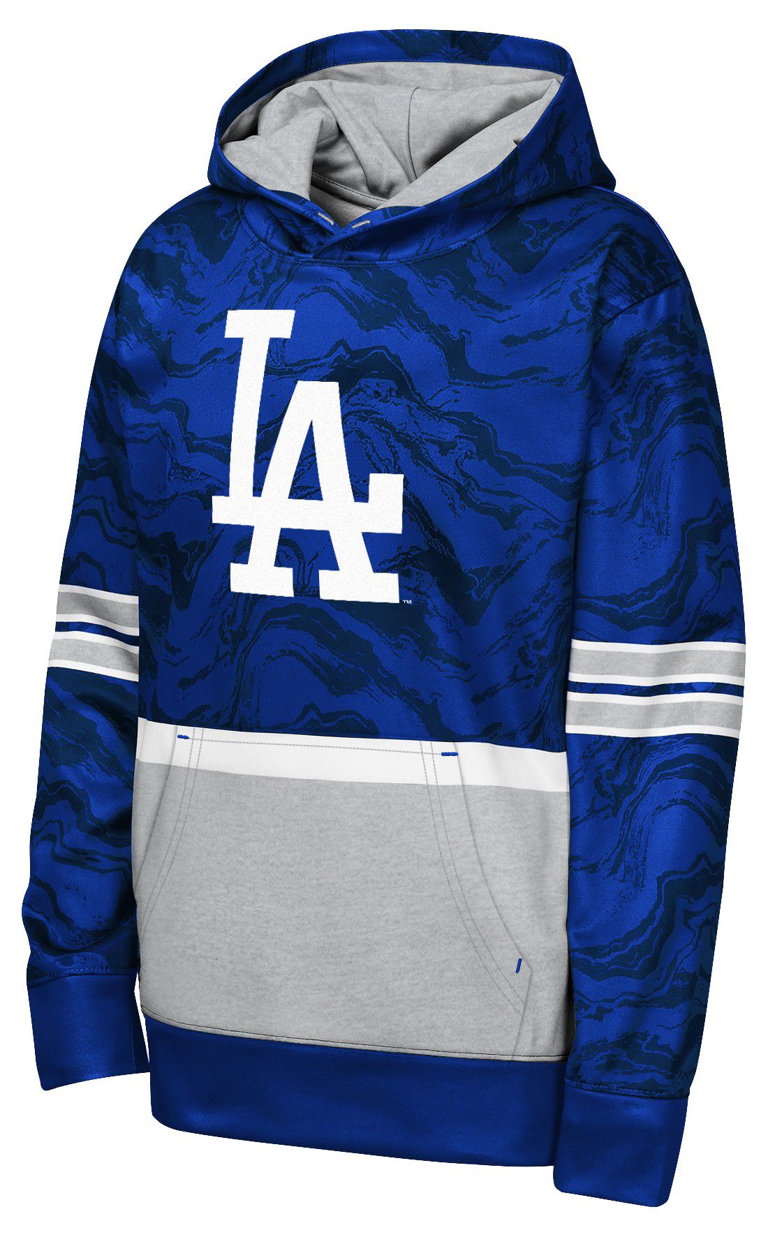 MLB Team Apparel Boys' Los Angeles Dodgers Royal Ball Fleece Hoodie