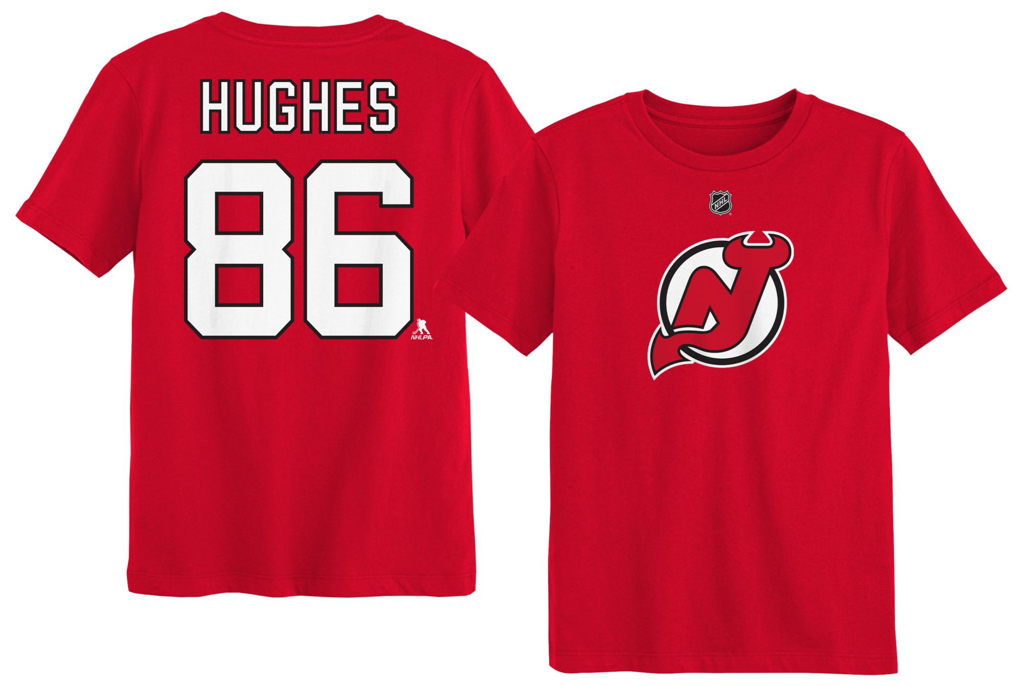 NHL Boys' New Jersey Devils Jack Hughes #86 University Red T-Shirt