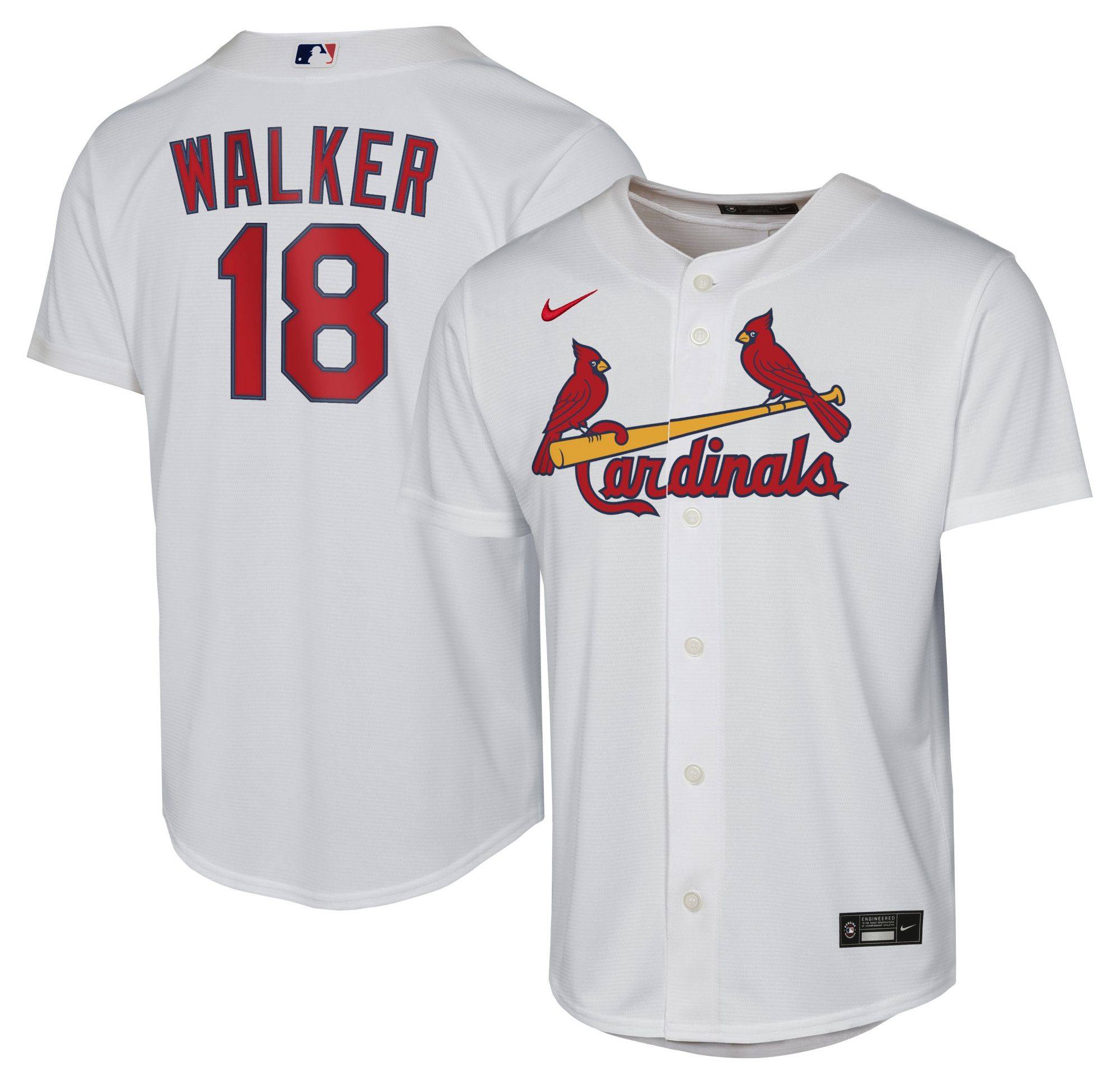 MLB Team Apparel Boys' St. Louis Cardinals White Jordan Walker #18 Home Replica Jersey