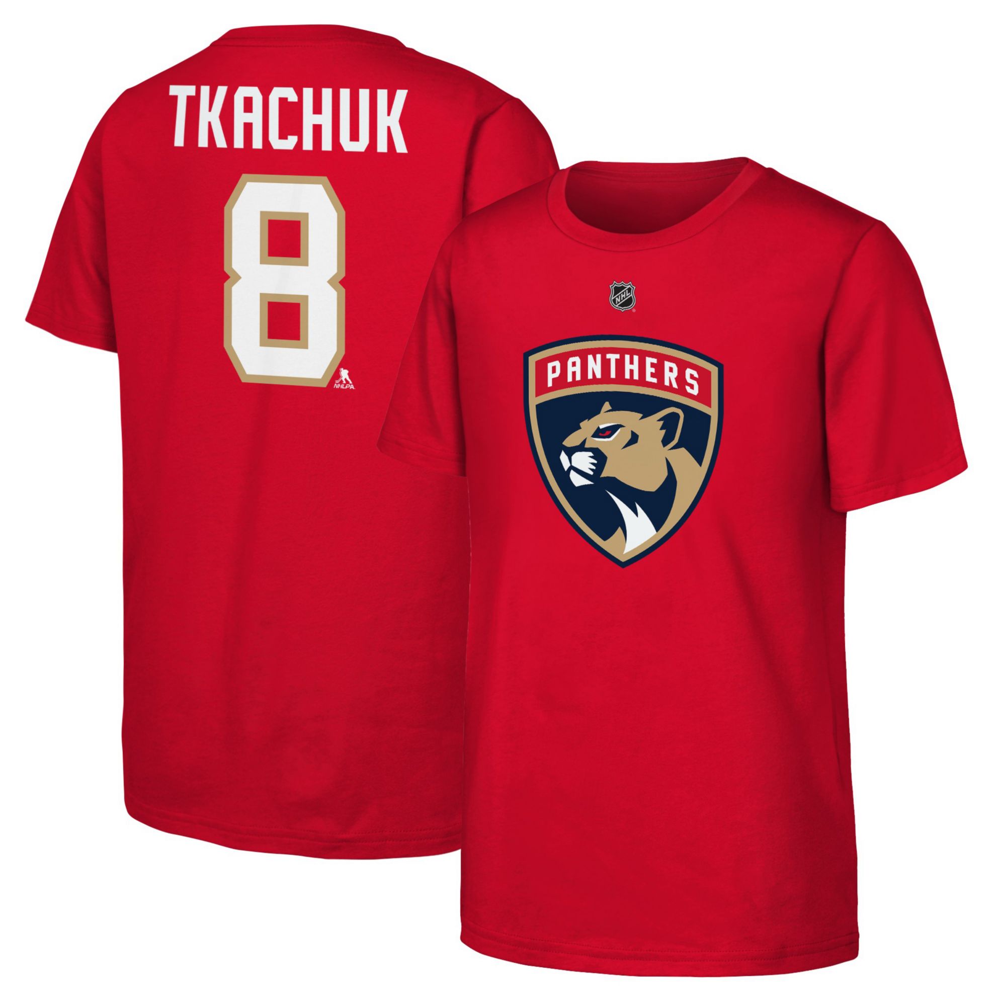 NHL Team Apparel Boys' Florida Panthers Red Brady Tkachuk #8 T-Shirt