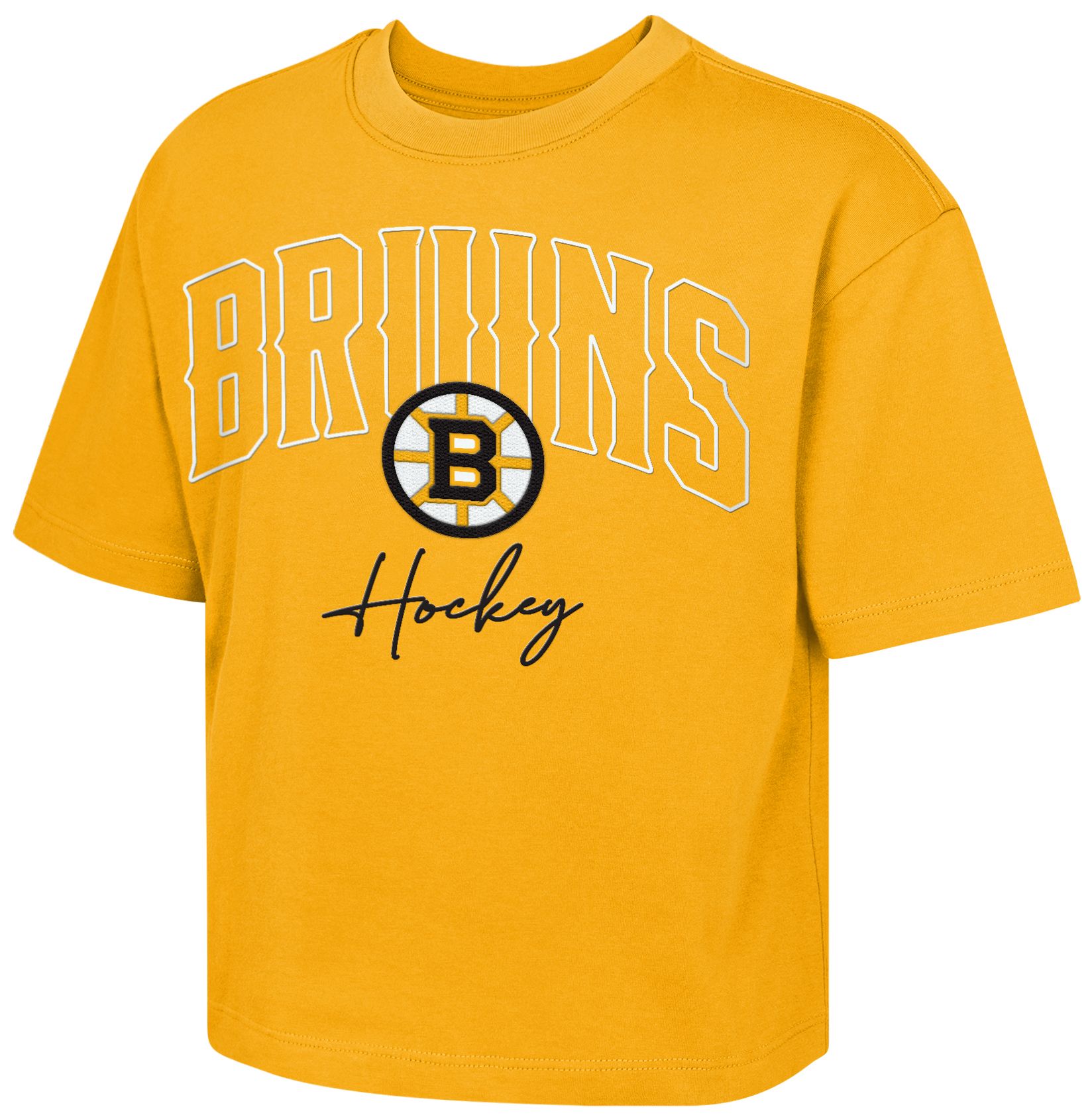 NHL Girls' Boston Bruins Gold Embro Drip Boxy T-Shirt