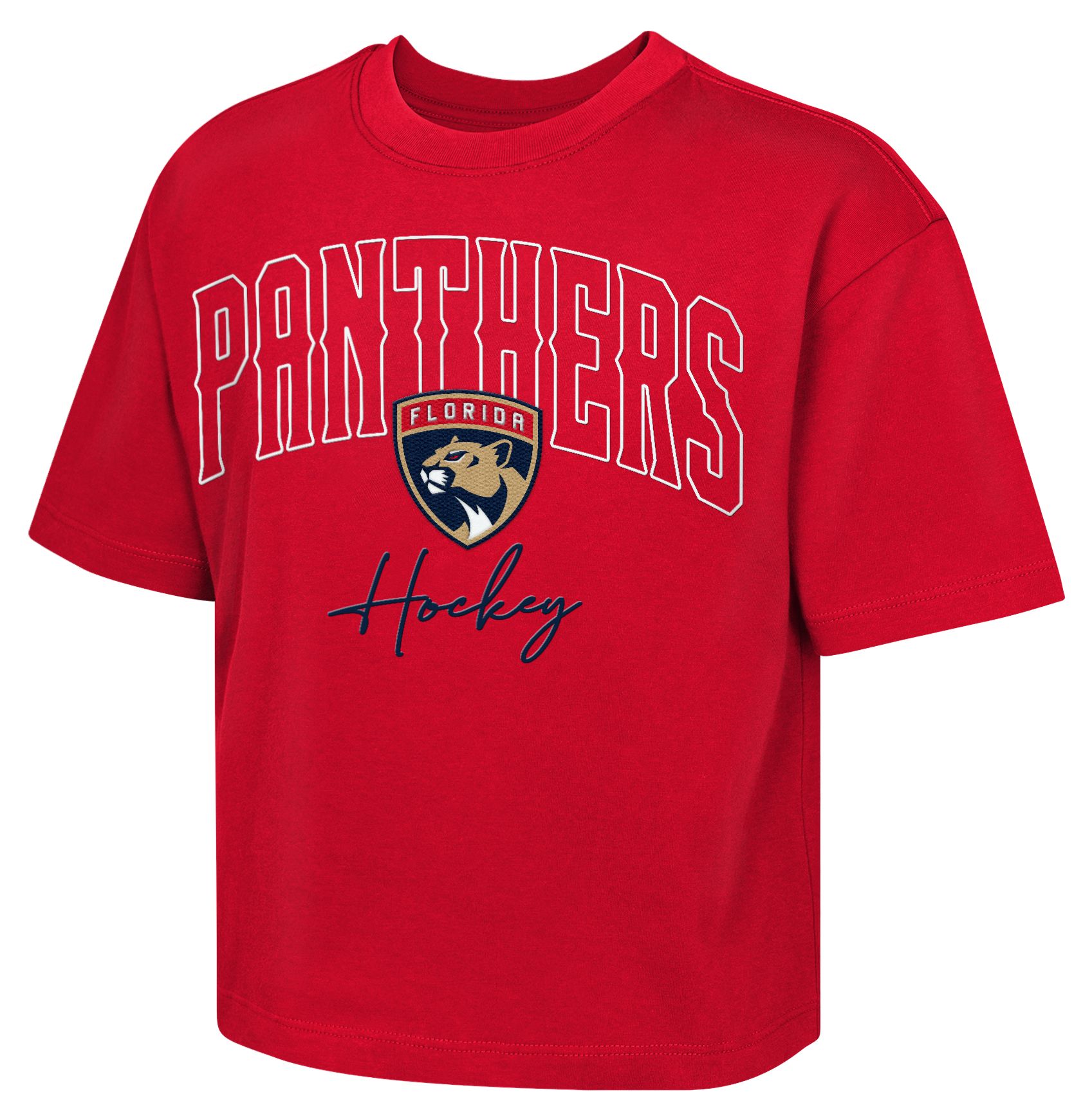 NHL Girls' Florida Panthers Red Embro Drip Boxy T-Shirt