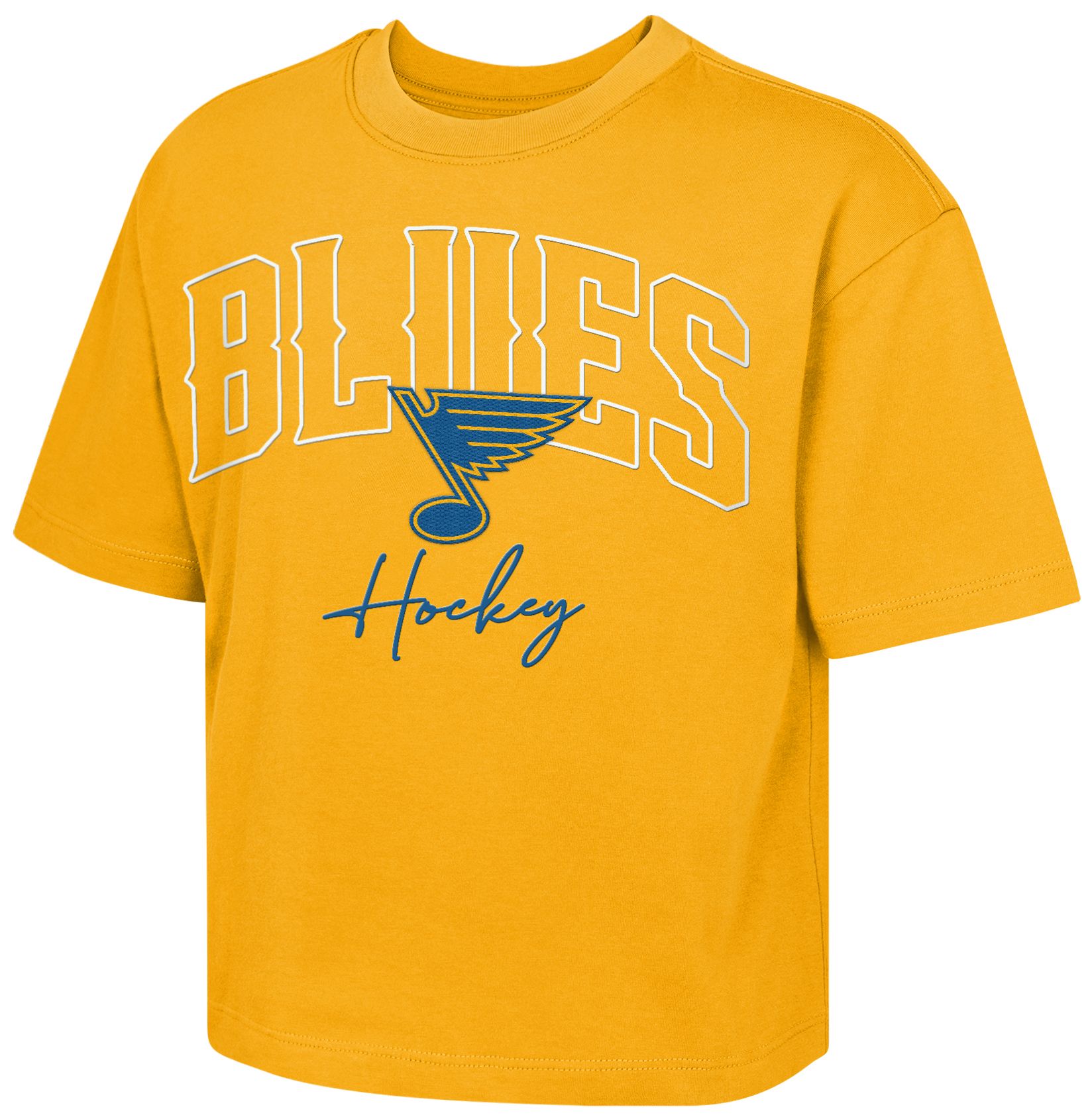 NHL Girls' St. Louis Blues Gold Embro Drip Boxy T-Shirt