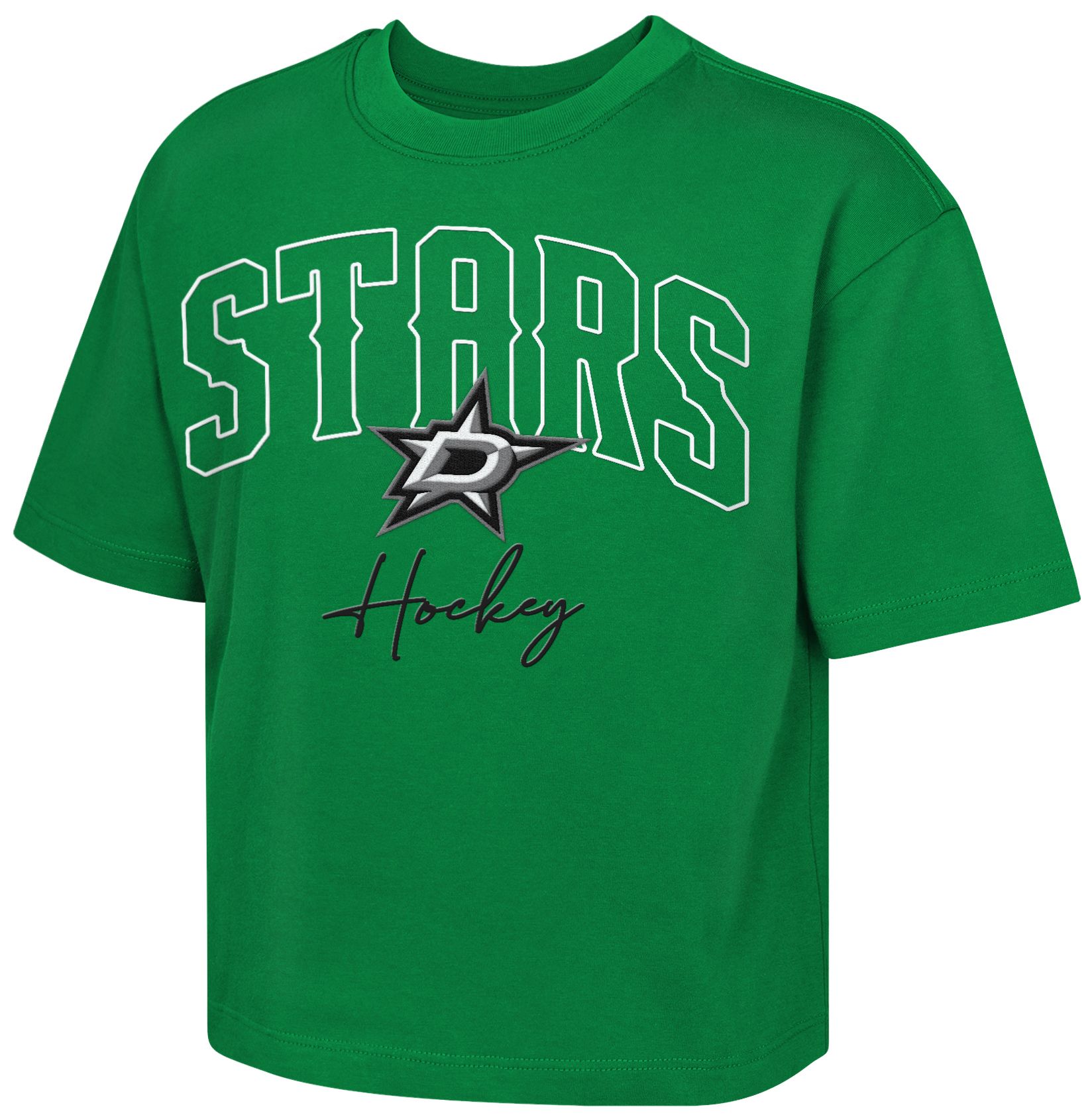 NHL Girls' Dallas Stars Green Embro Drip Boxy T-Shirt