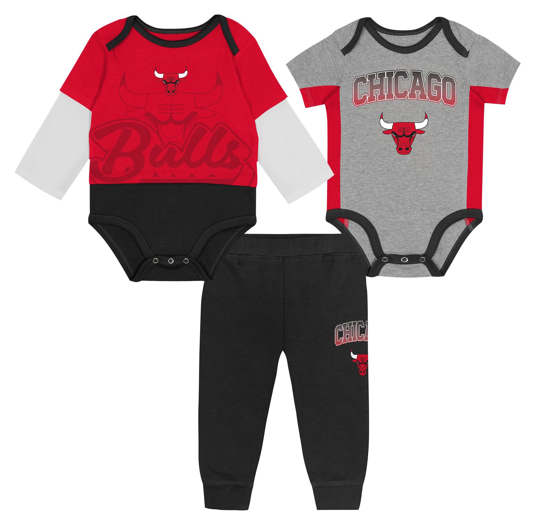 NBA Infant Chicago Bulls 3-Piece Creeper Set