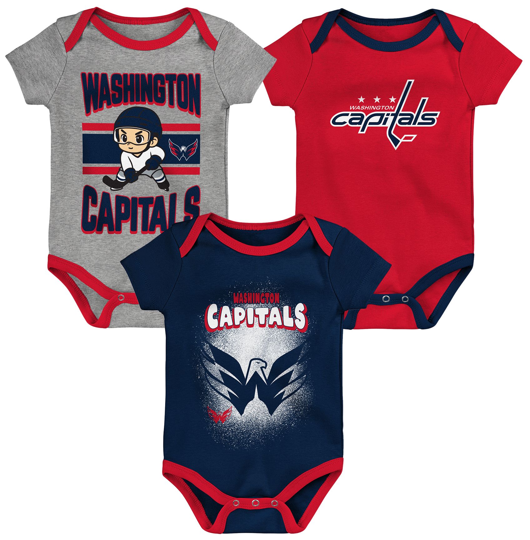 NHL Washington Capitals Chill on the Ice Onesie 3 Pack