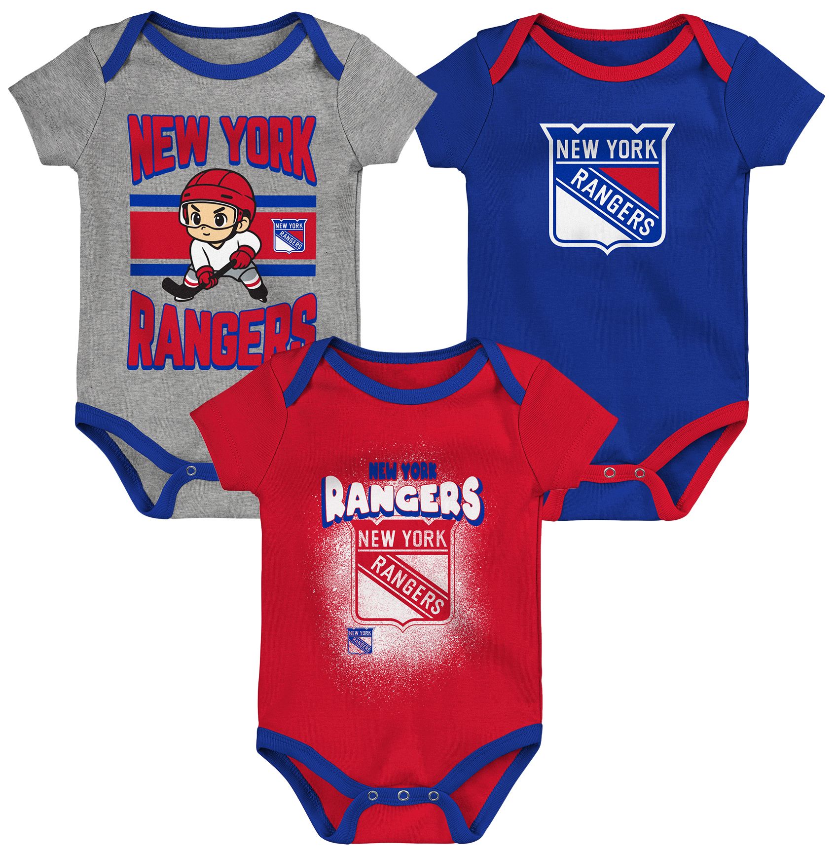 NHL New York Rangers Chill on the Ice Onesie 3 Pack, Boys', 6-12M