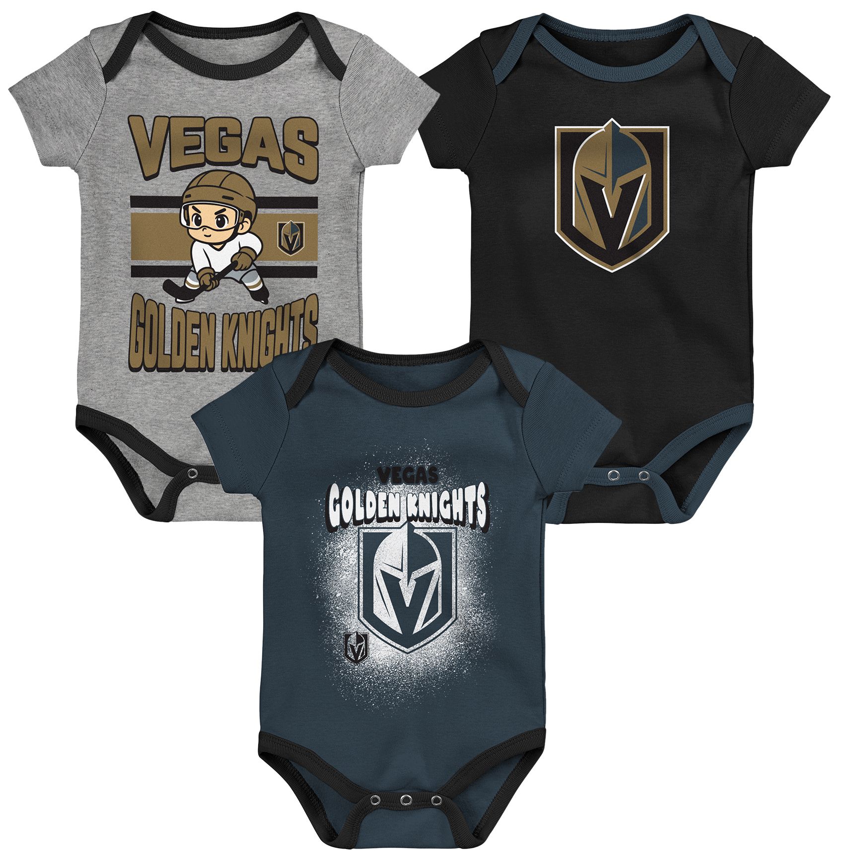 NHL Vegas Golden Knights Chill on the Ice Onesie 3 Pack