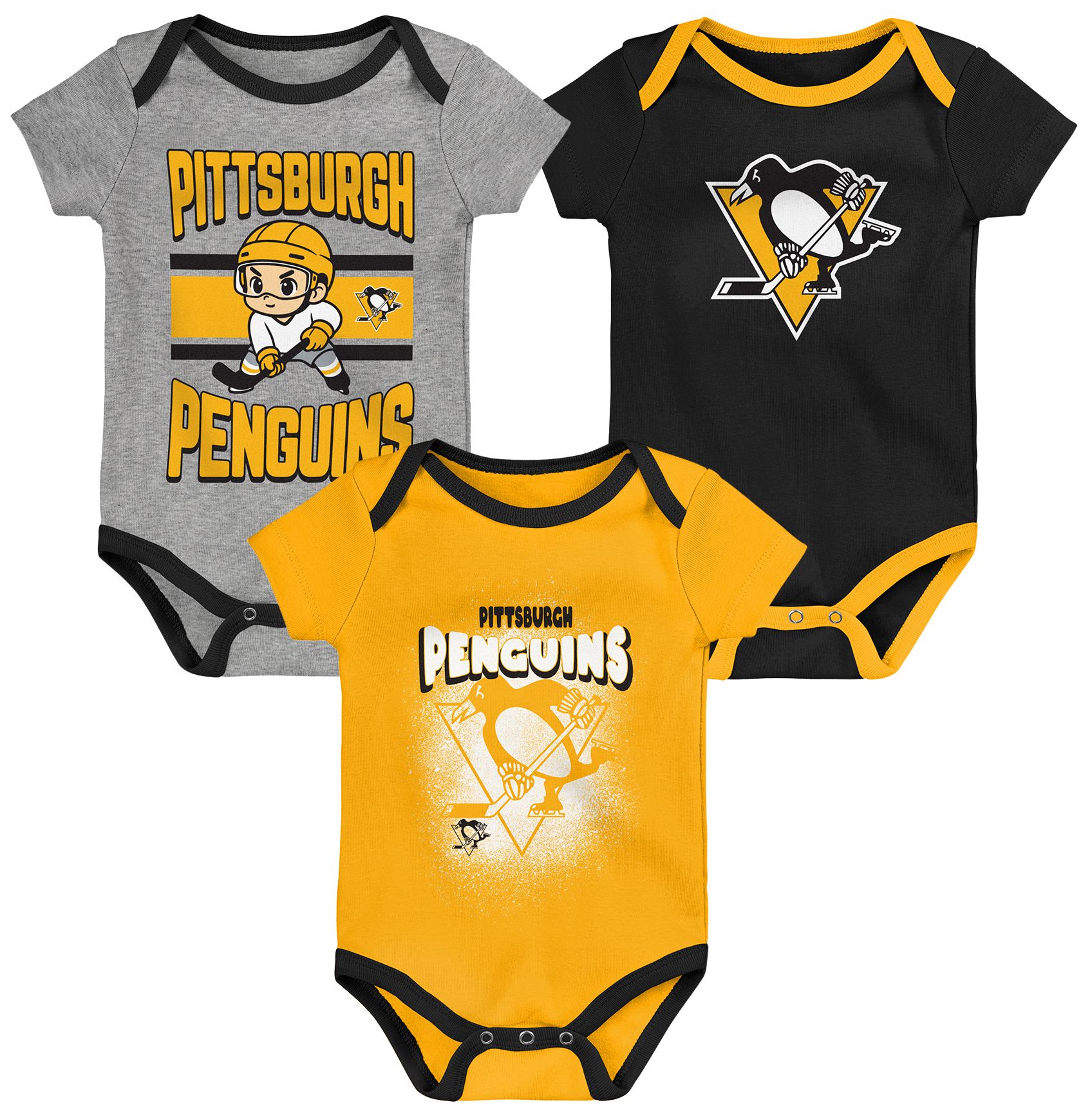 NHL Pittsburgh Penguins Chill on the Ice Onesie 3 Pack