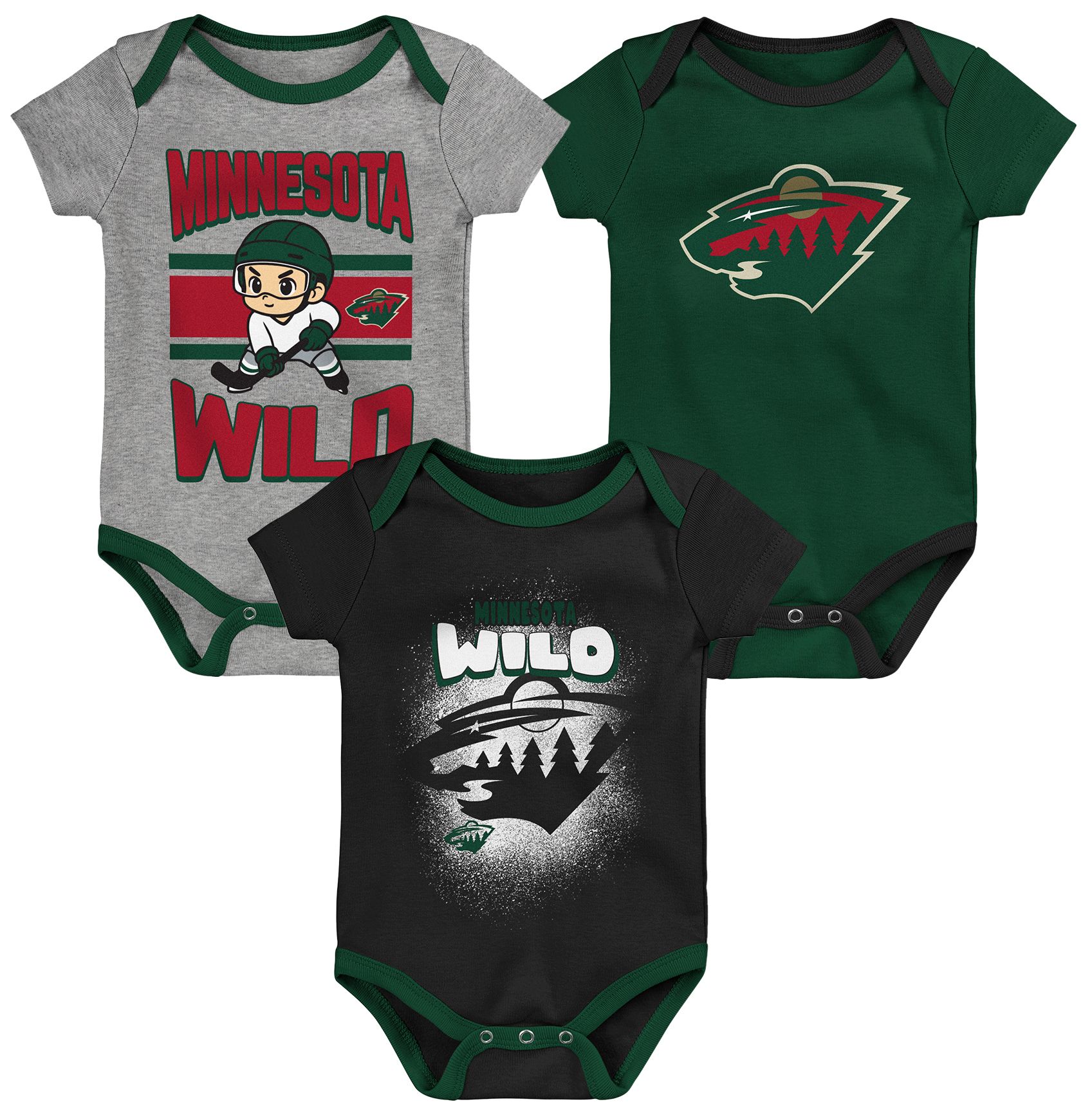 NHL Minnesota Wild Chill on the Ice Onesie 3 Pack