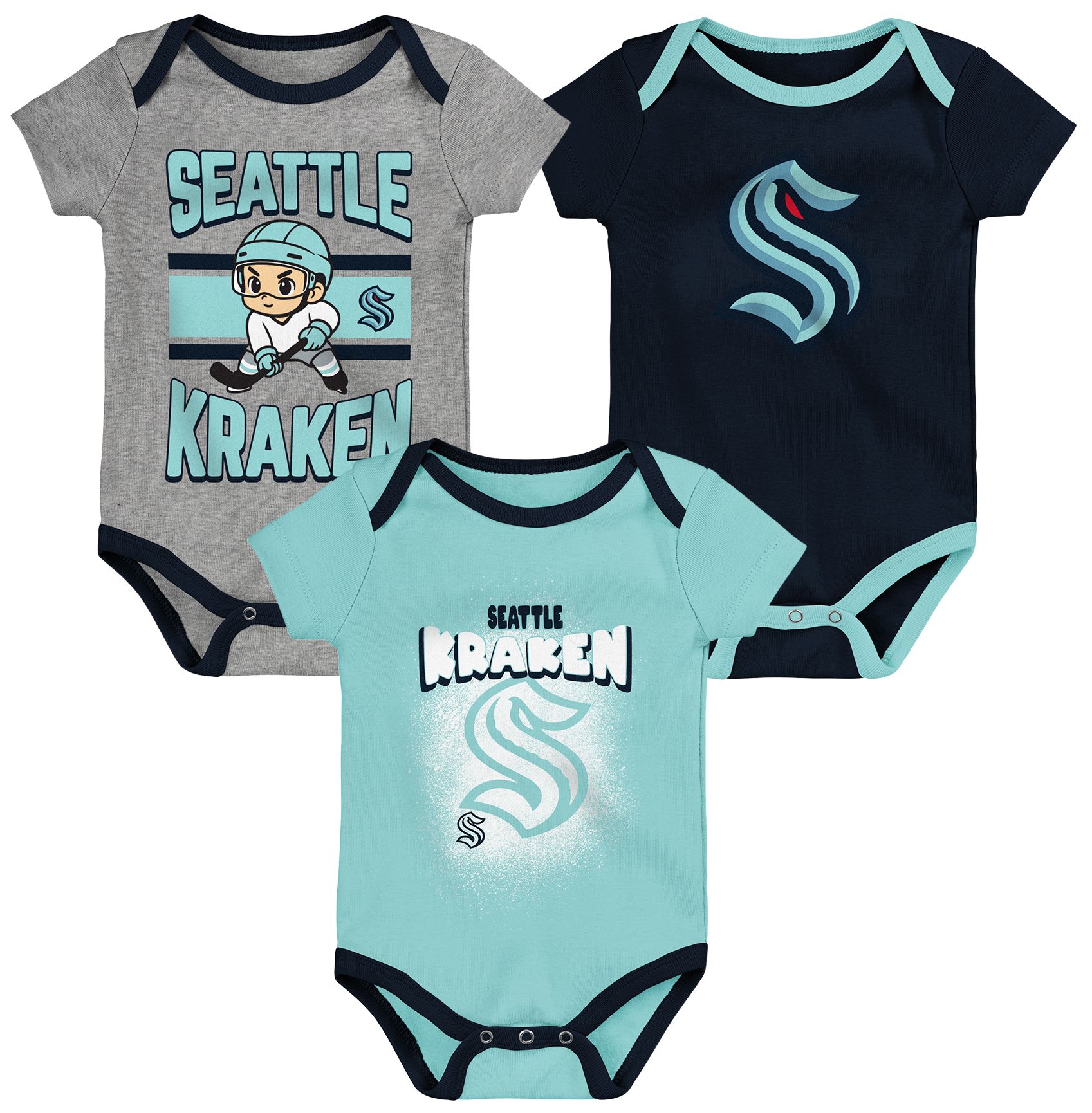 NHL Seattle Kraken Chill on the Ice Onesie 3 Pack