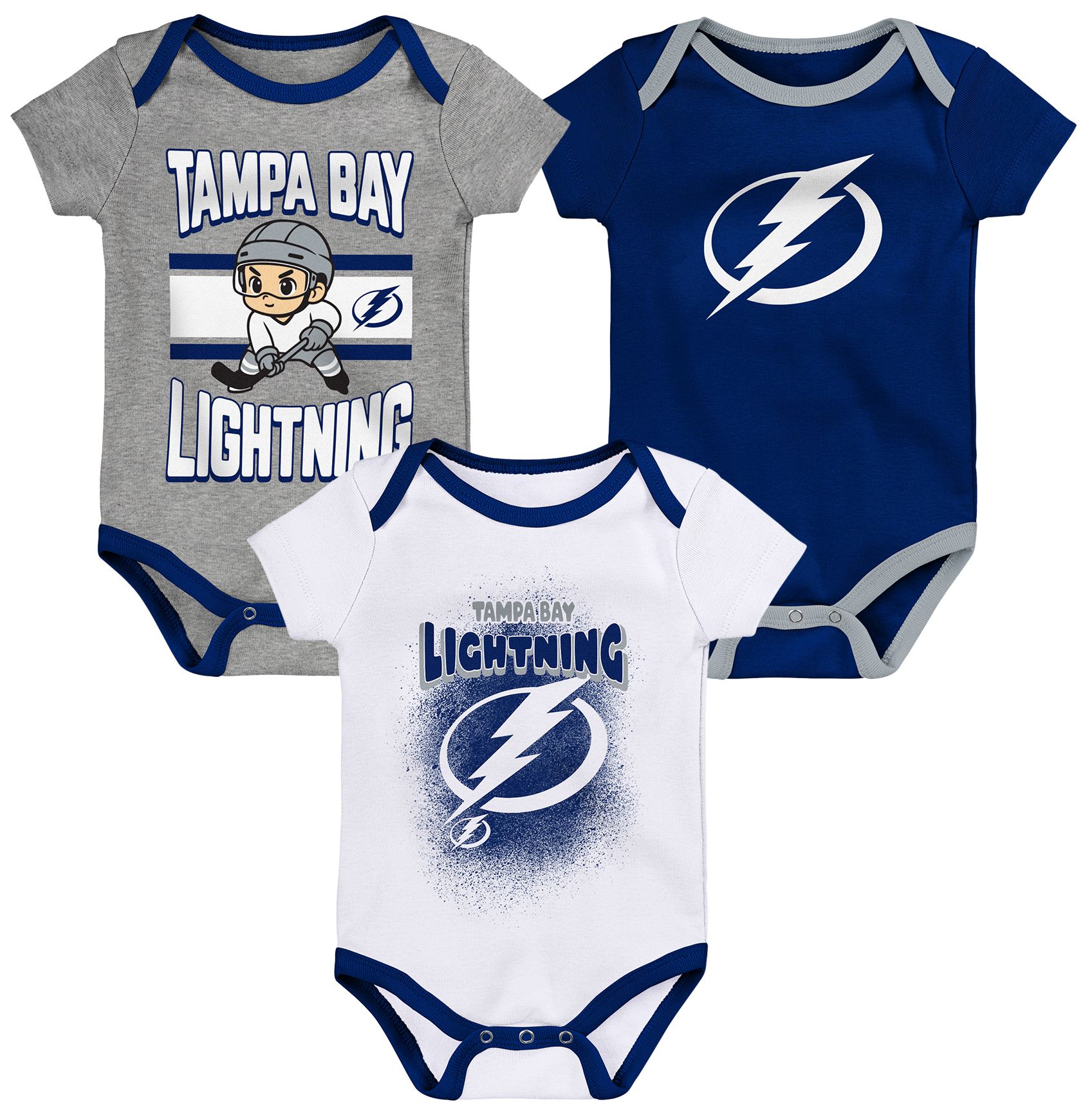 NHL Tampa Bay Lightning Chill on the Ice Onesie 3 Pack